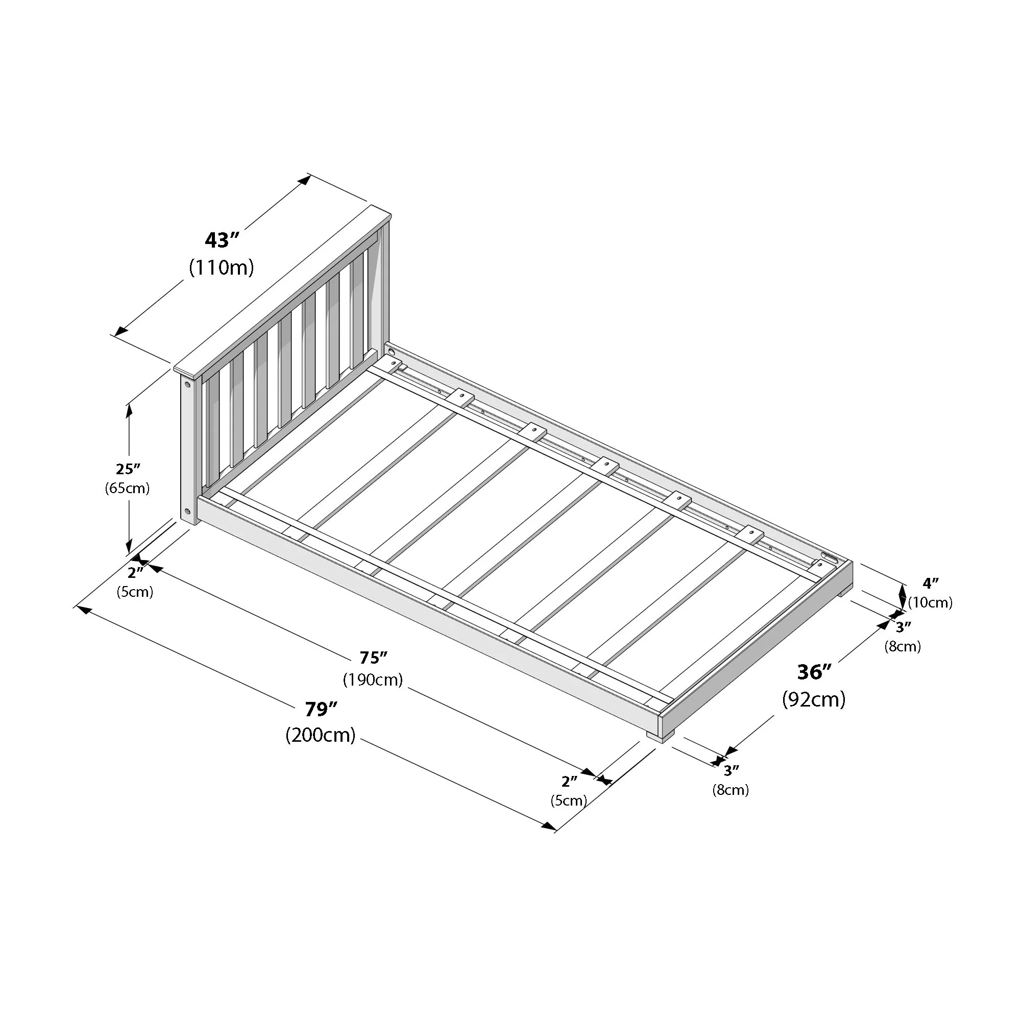 Classic Twin Floor Bed With Two Backrests - Image 22
