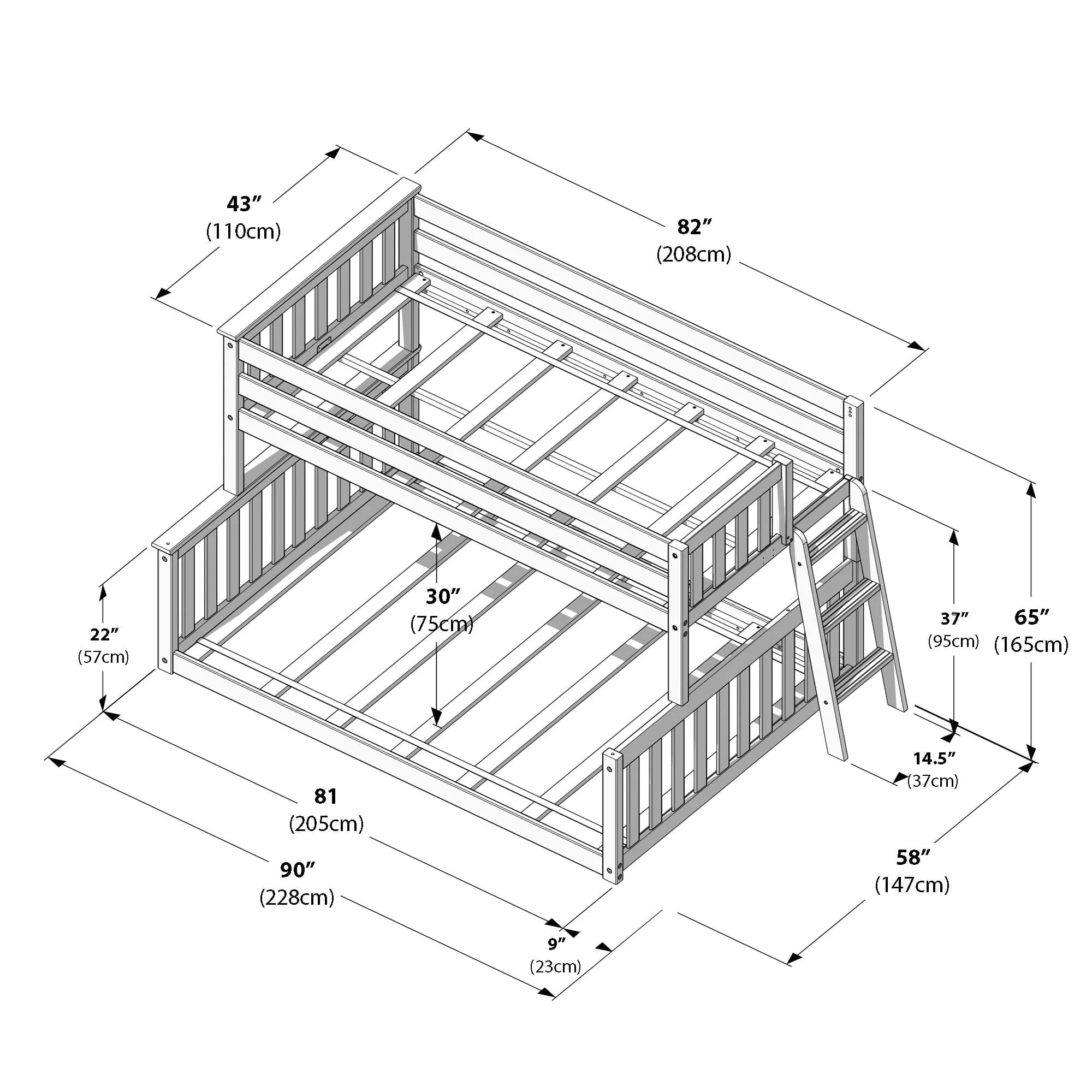 Twin Over Full Low Bunk Bed - Image 23