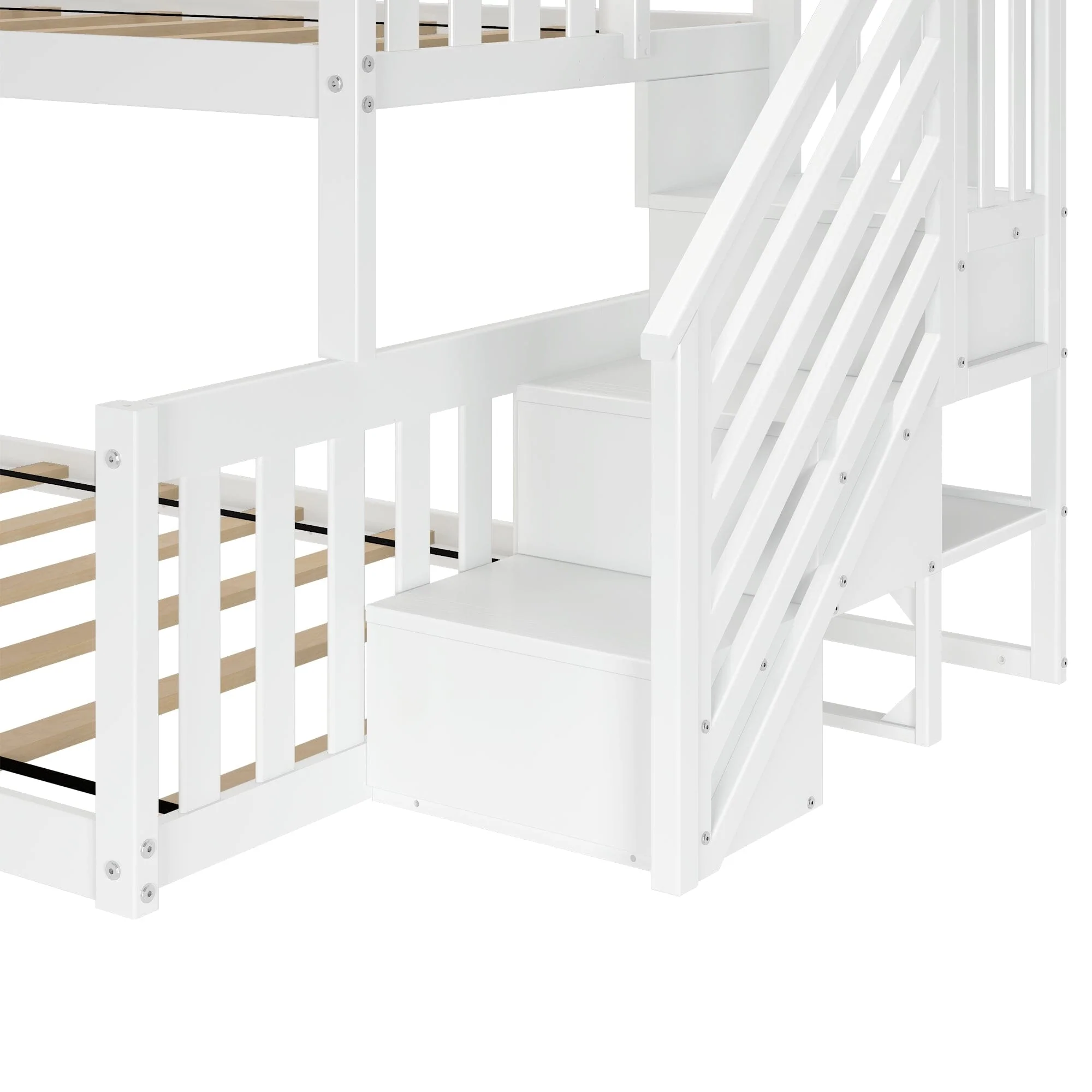 Twin Over Full Low Bunk Bed With Stairs - Image 10