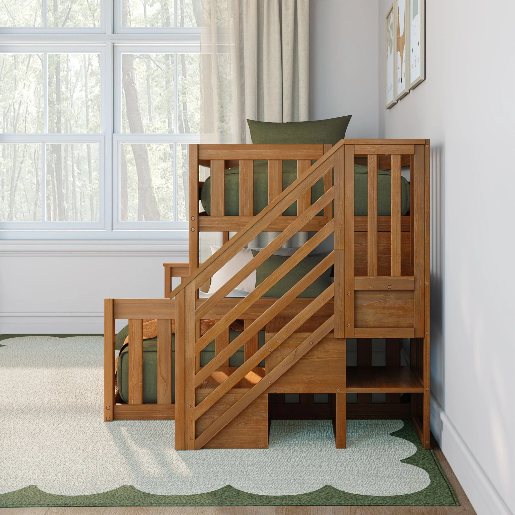 Twin Over Full Low Bunk Bed With Stairs - Image 16