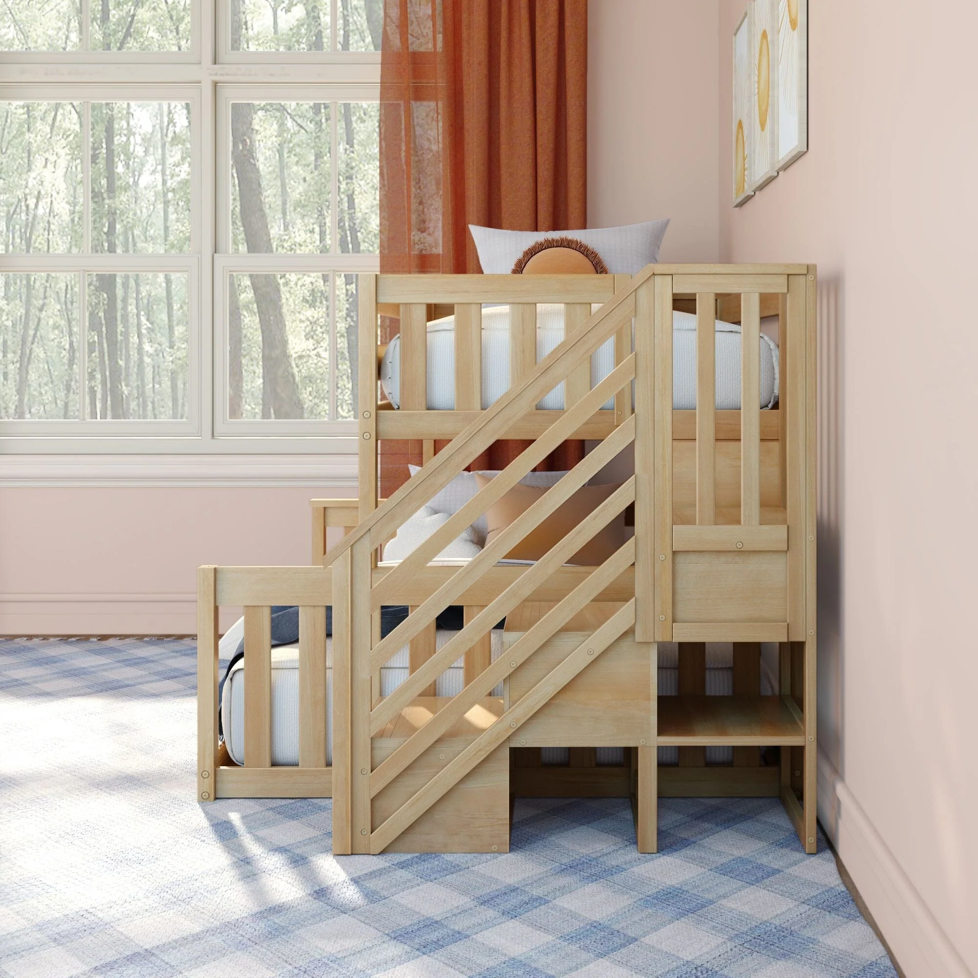 Twin Over Full Low Bunk Bed With Stairs - Image 17