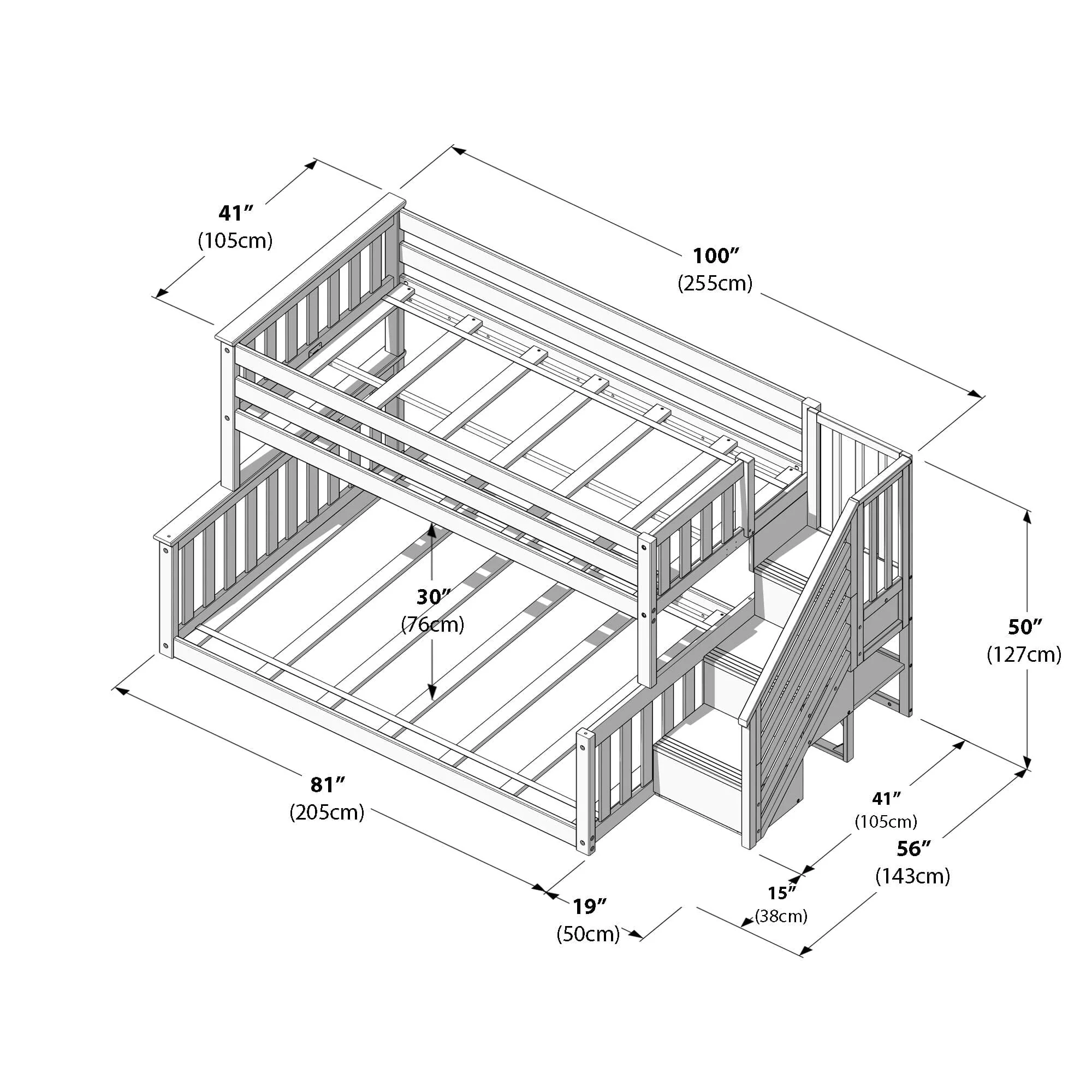 Twin Over Full Low Bunk Bed With Stairs - Image 24