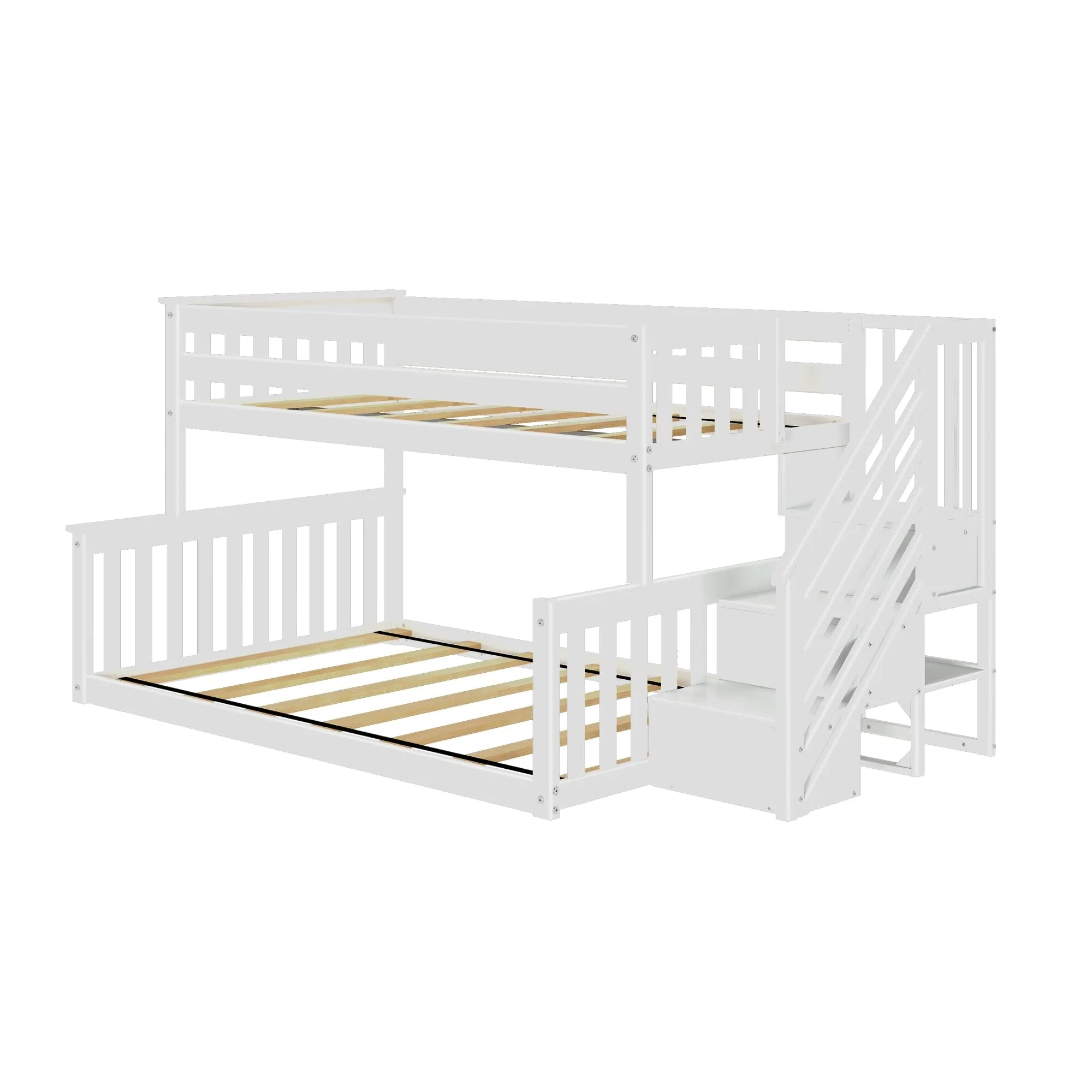 Twin Over Full Low Bunk Bed With Stairs - Image 7