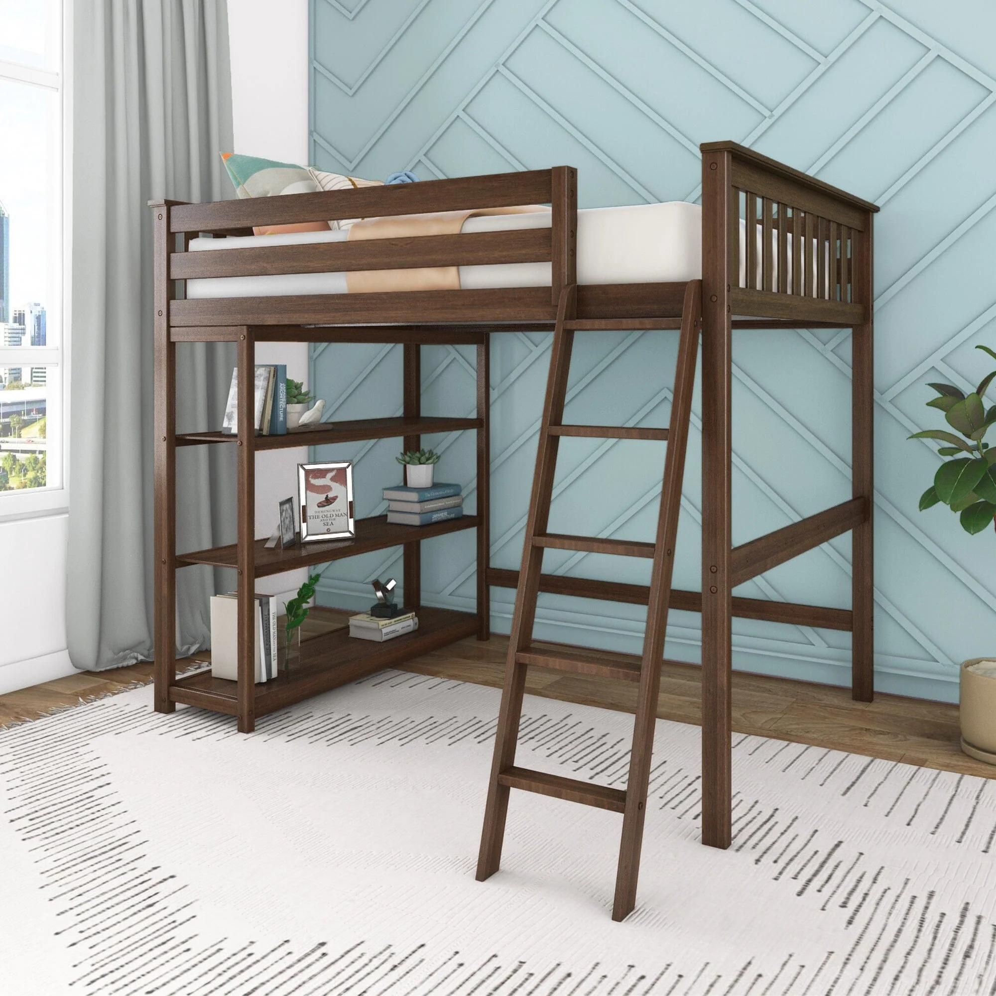 Full Loft Bed With Bookcase - Image 3