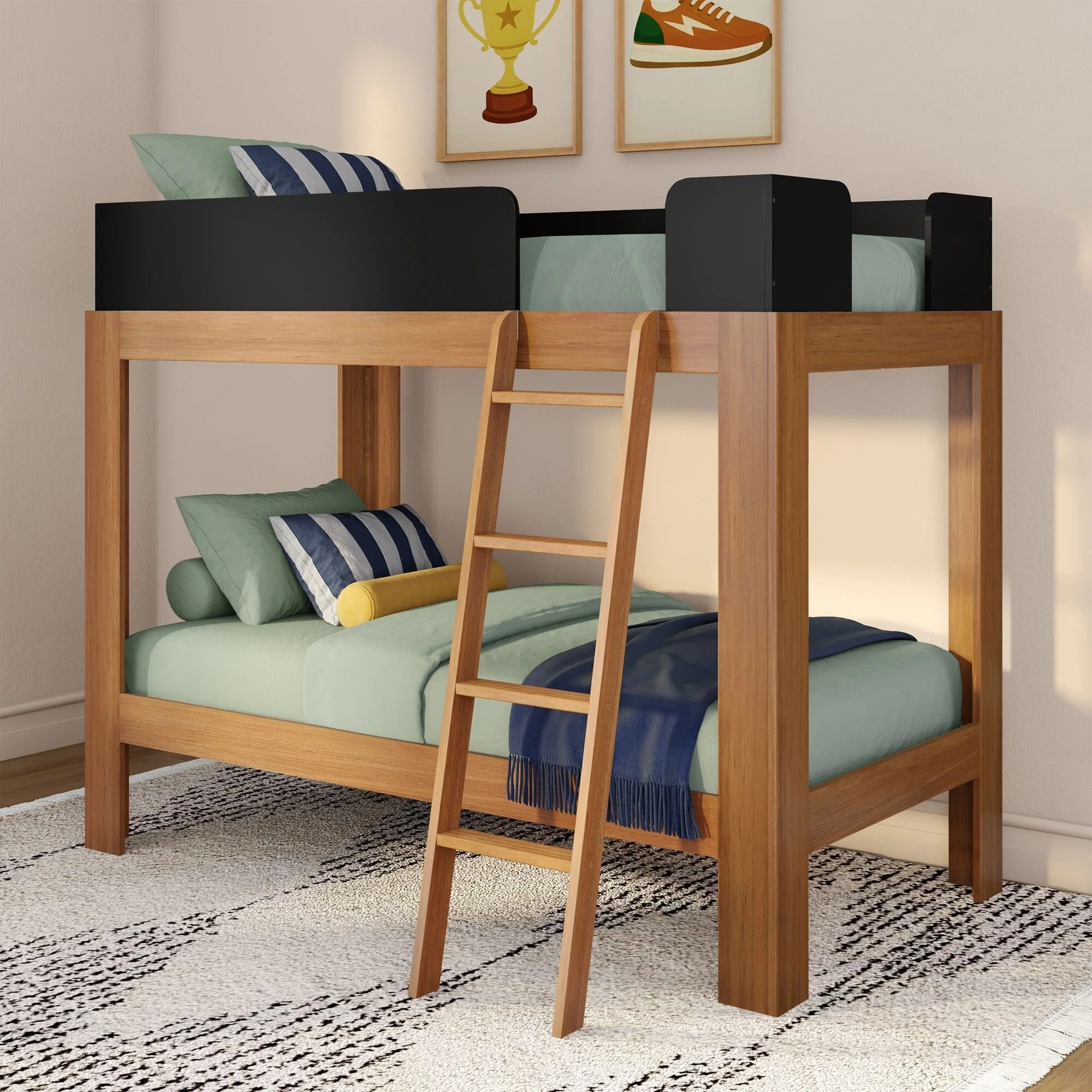 Mid-Century Modern Twin Over Twin Bunk Bed - Image 3