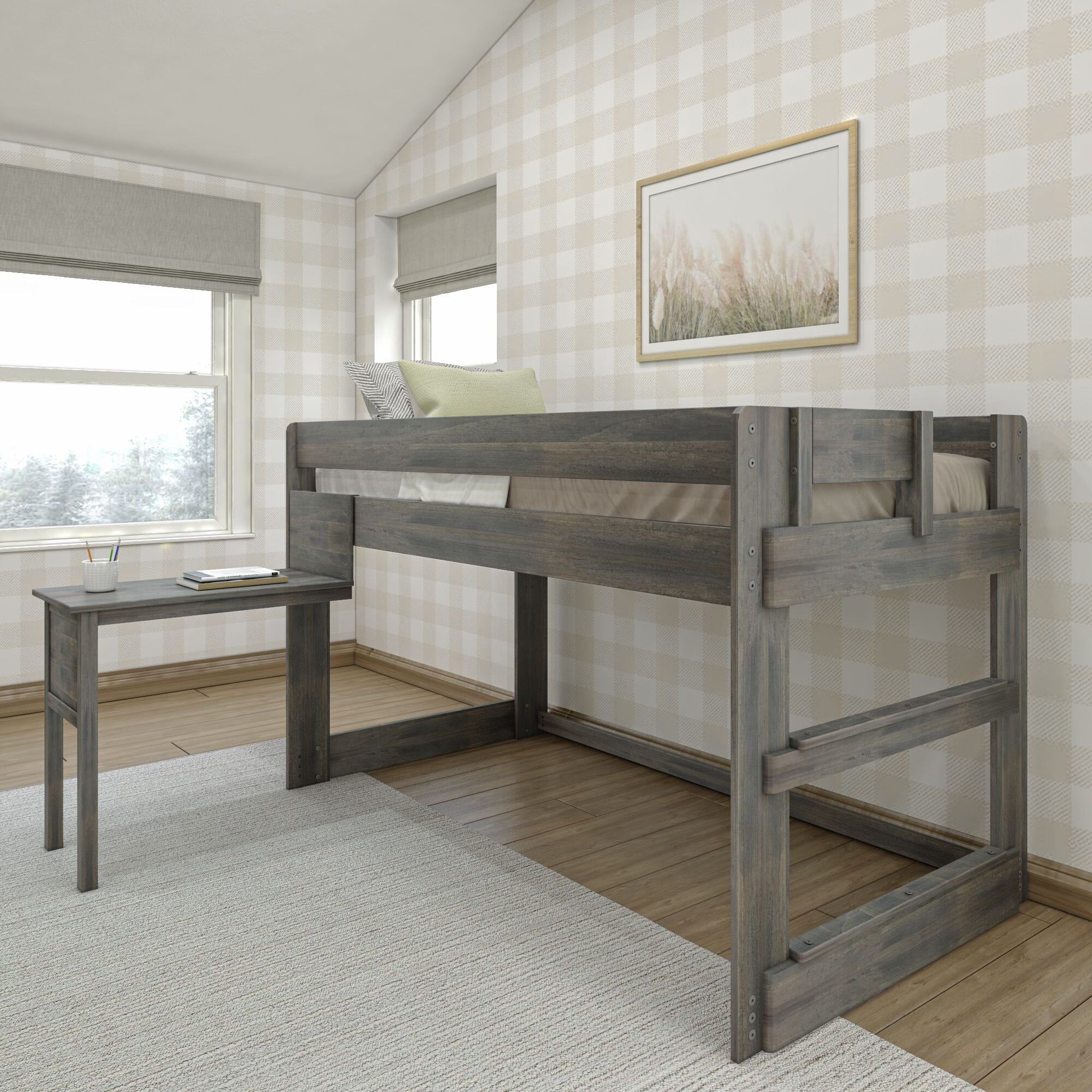 Modern Farmhouse Twin Low Loft Bed With Desk - Image 3