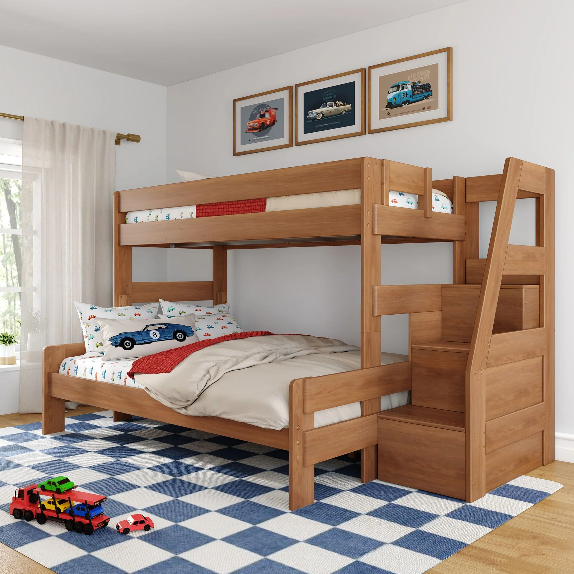 Modern Farmhouse Twin Over Full Bunk Bed With Stairs - Image 4