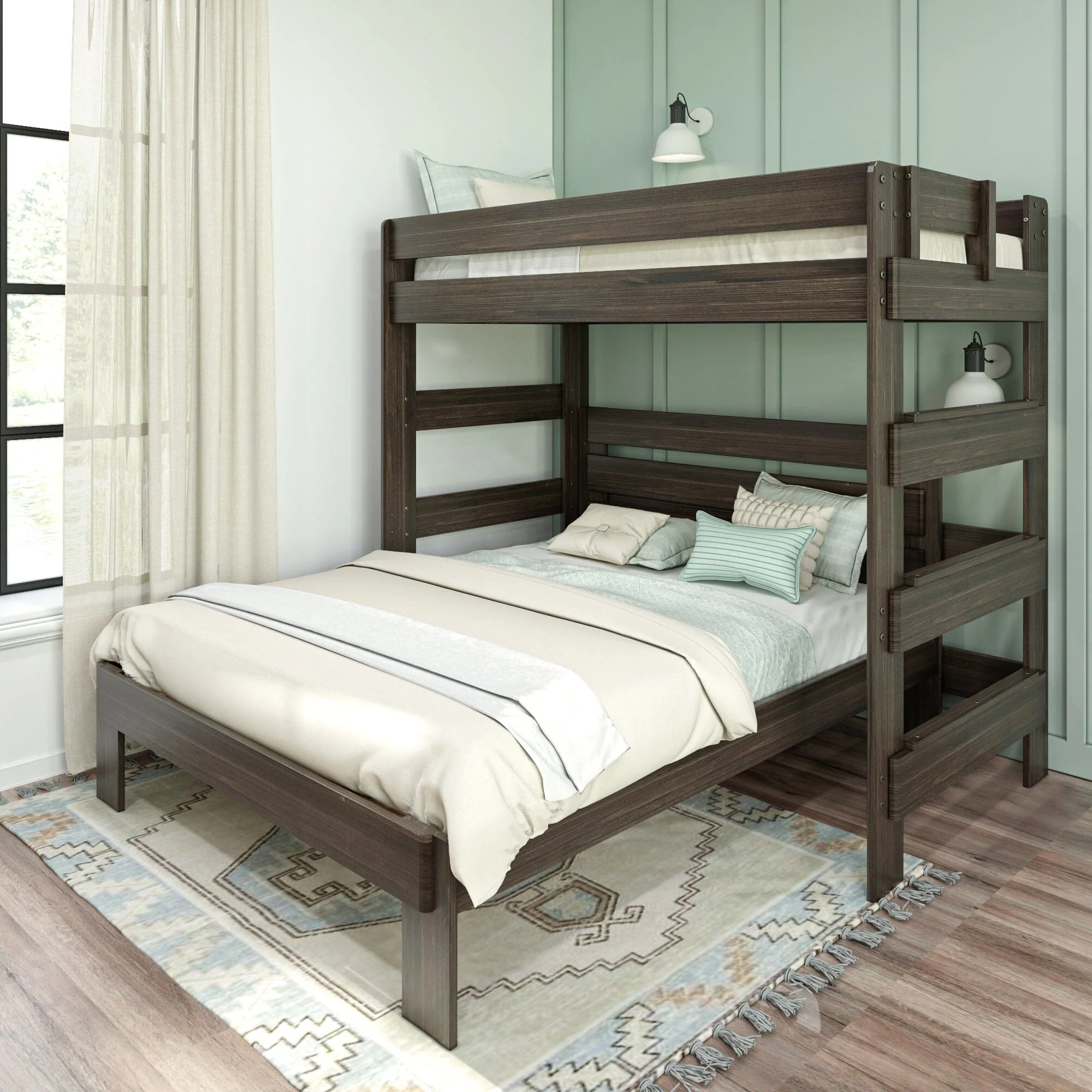 Modern Farmhouse Twin Over Queen L-Shaped Bunk Bed - Image 3