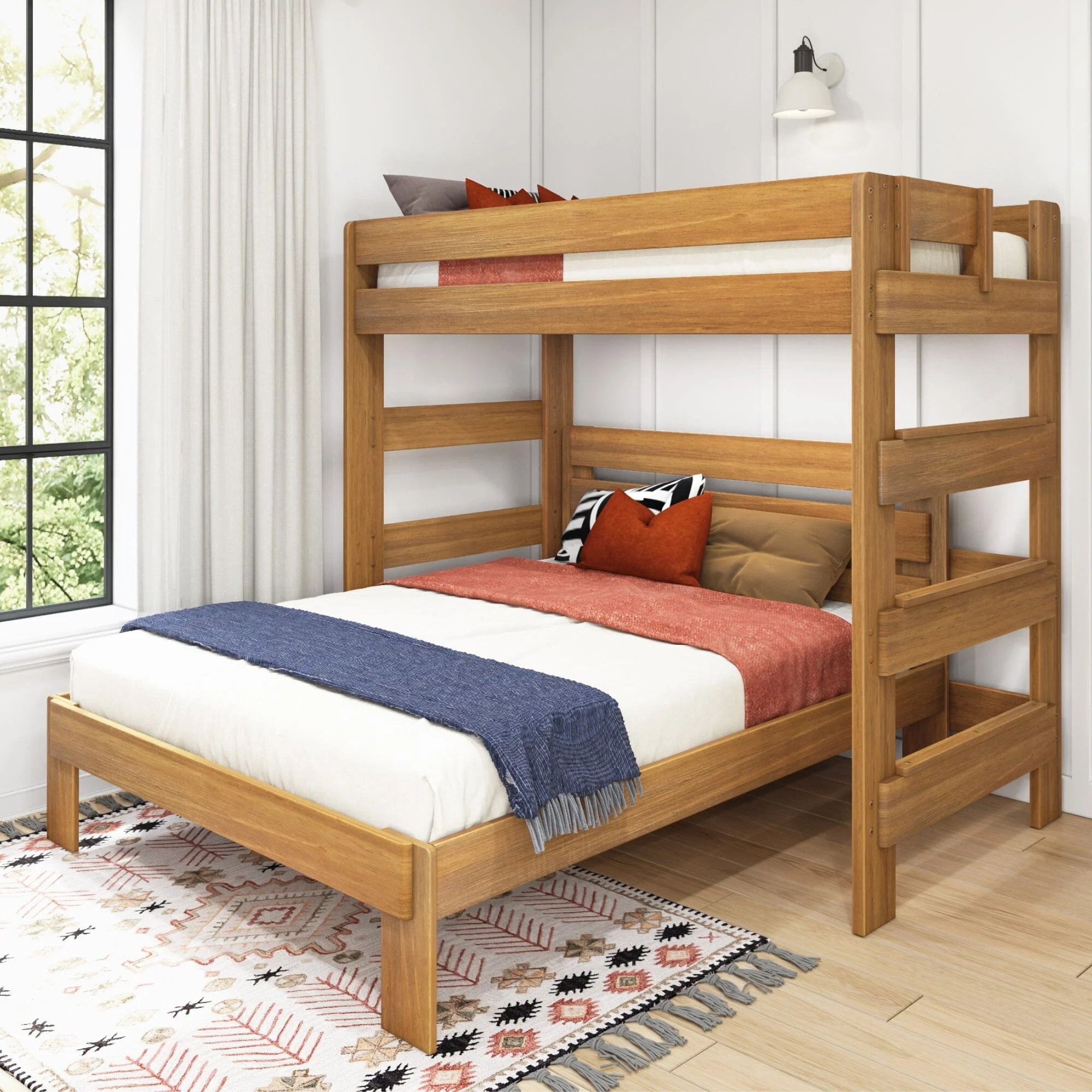 Modern Farmhouse Twin Over Queen L-Shaped Bunk Bed - Image 4