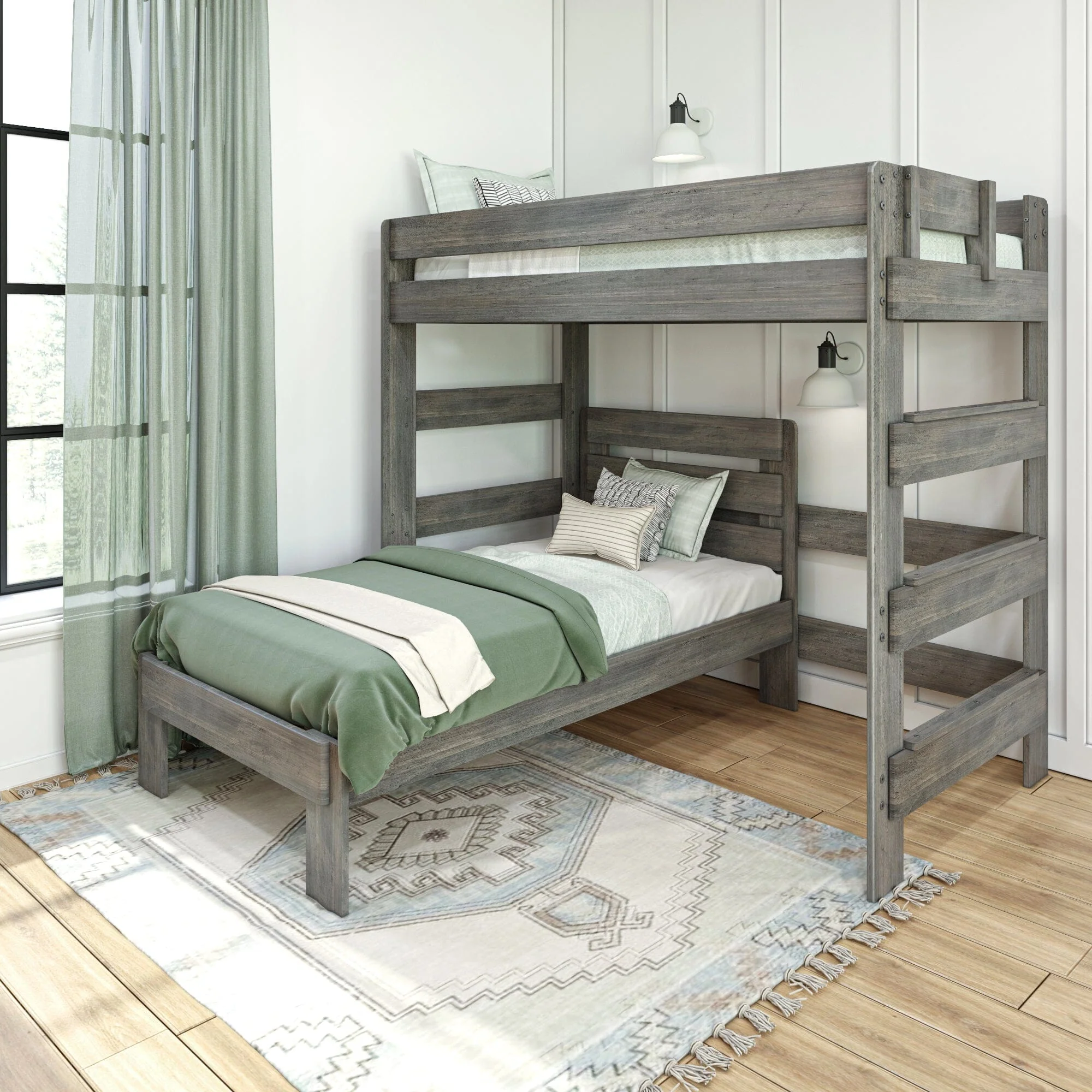 Modern Farmhouse Twin Over Twin L-Shaped Bunk Bed - Image 2