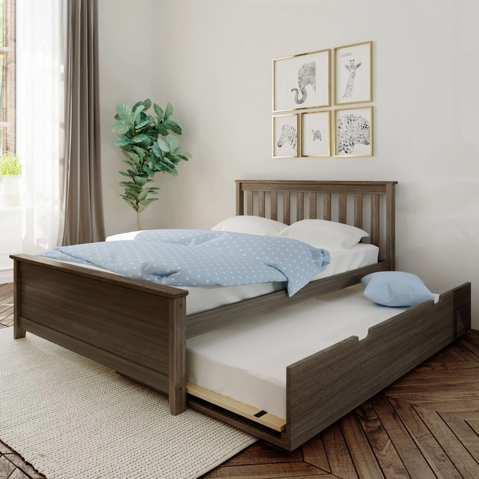 Full Slatted Bed With Trundle - Image 4