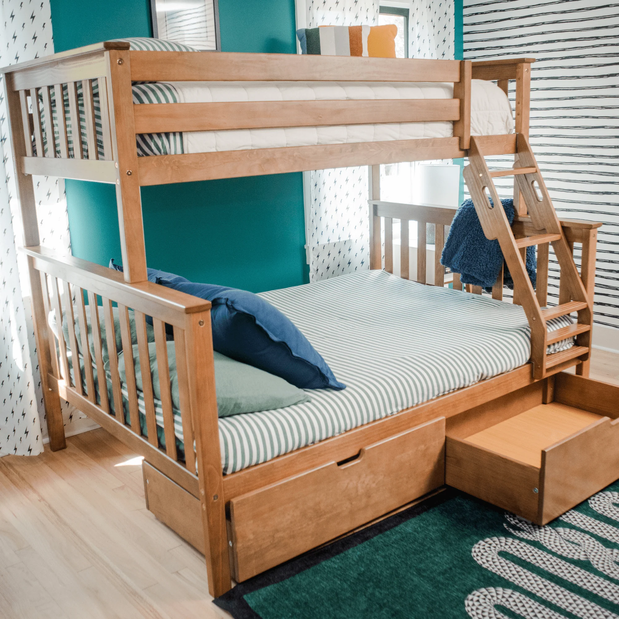 Twin Over Full Bunk Bed With Storage Drawers - Image 4