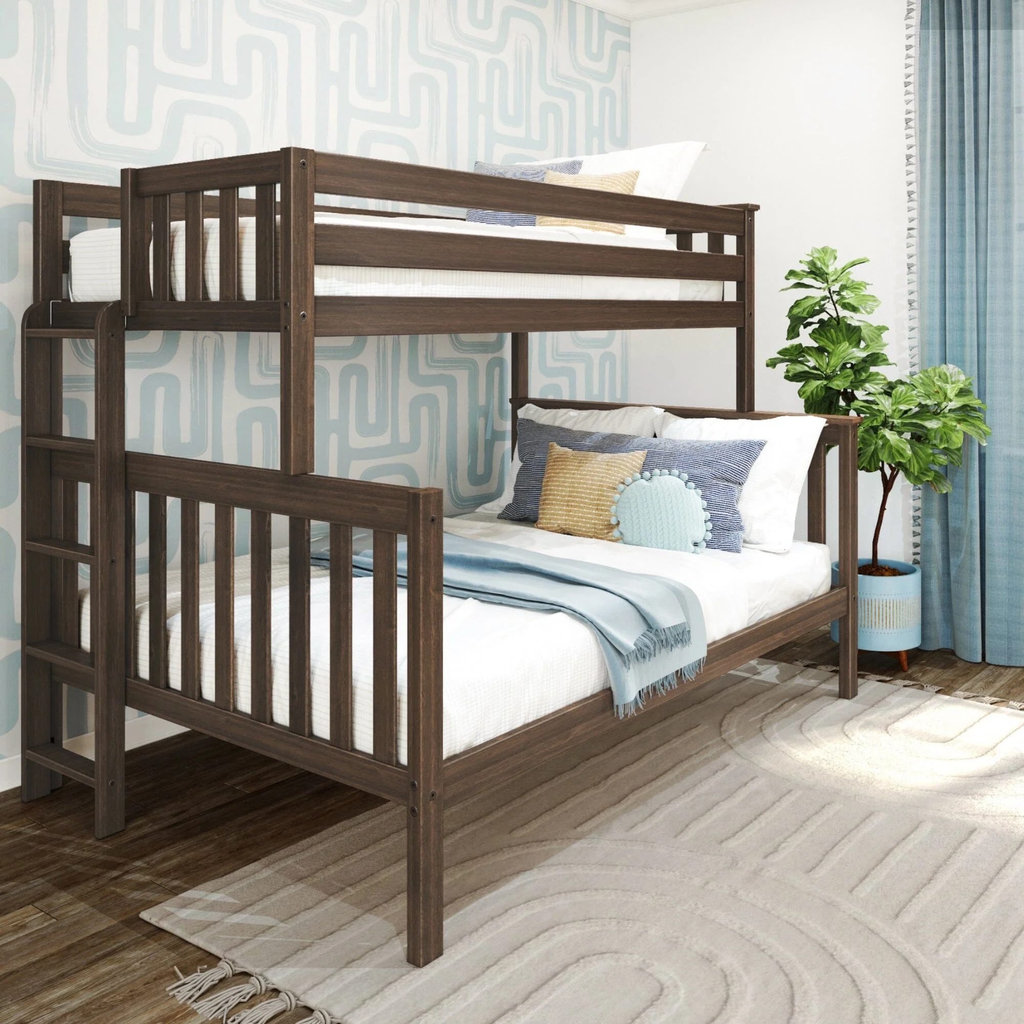 Twin Over Full Bunk Bed With Ladder on End - Image 4
