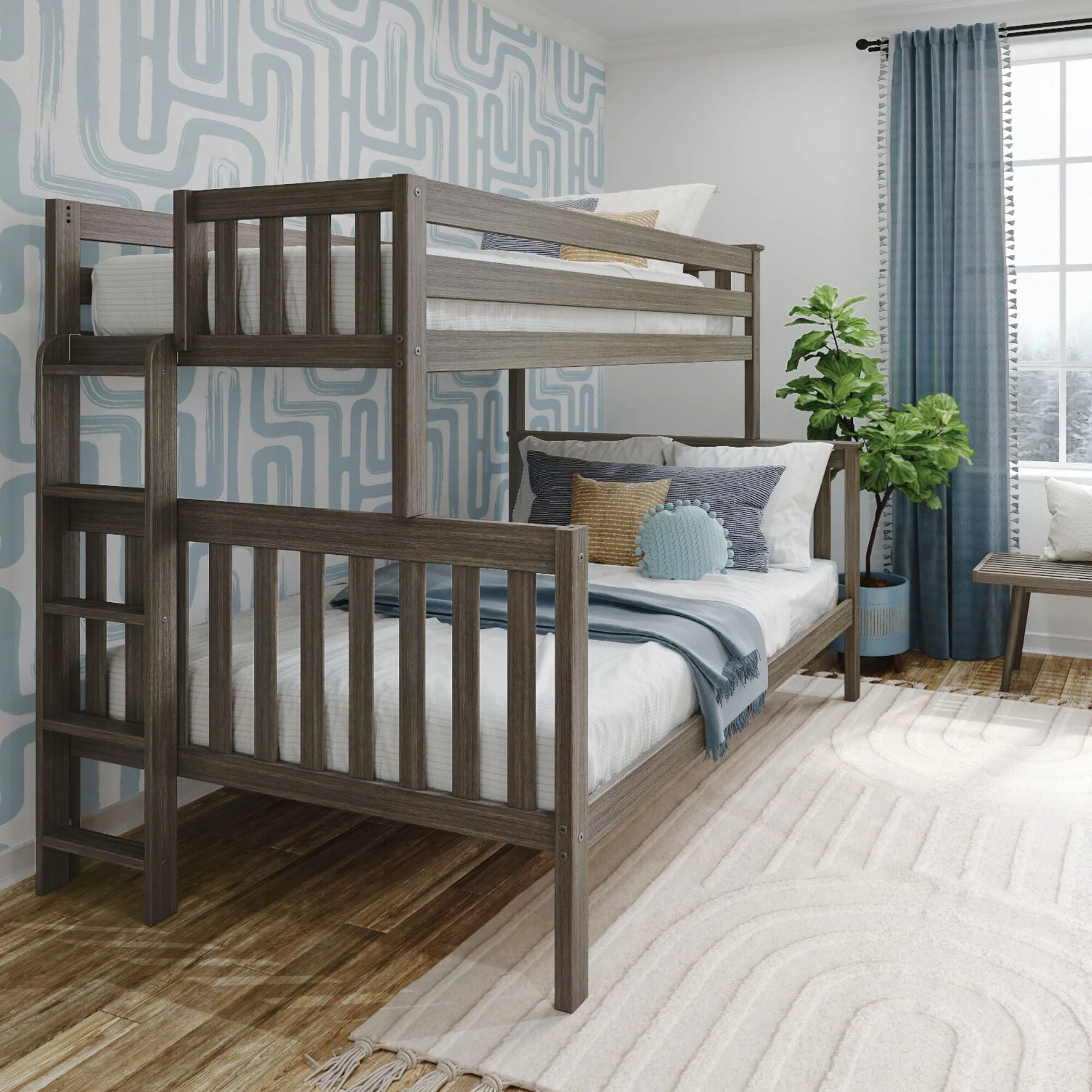 Twin Over Full Bunk Bed With Ladder on End - Image 2