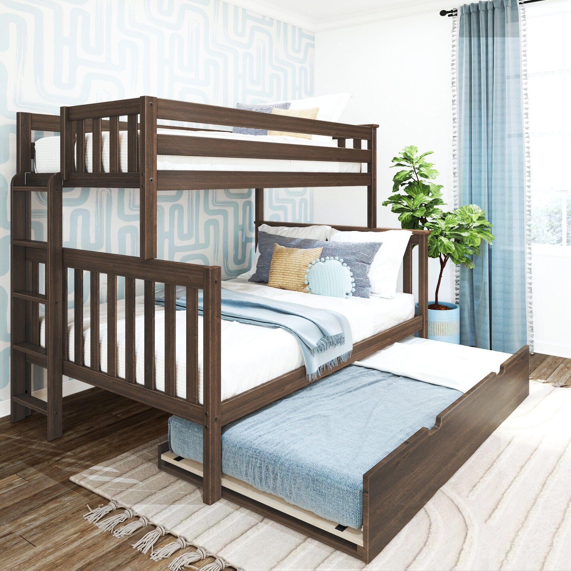 Twin Over Full Bunk Bed With Ladder on End & Trundle - Image 4