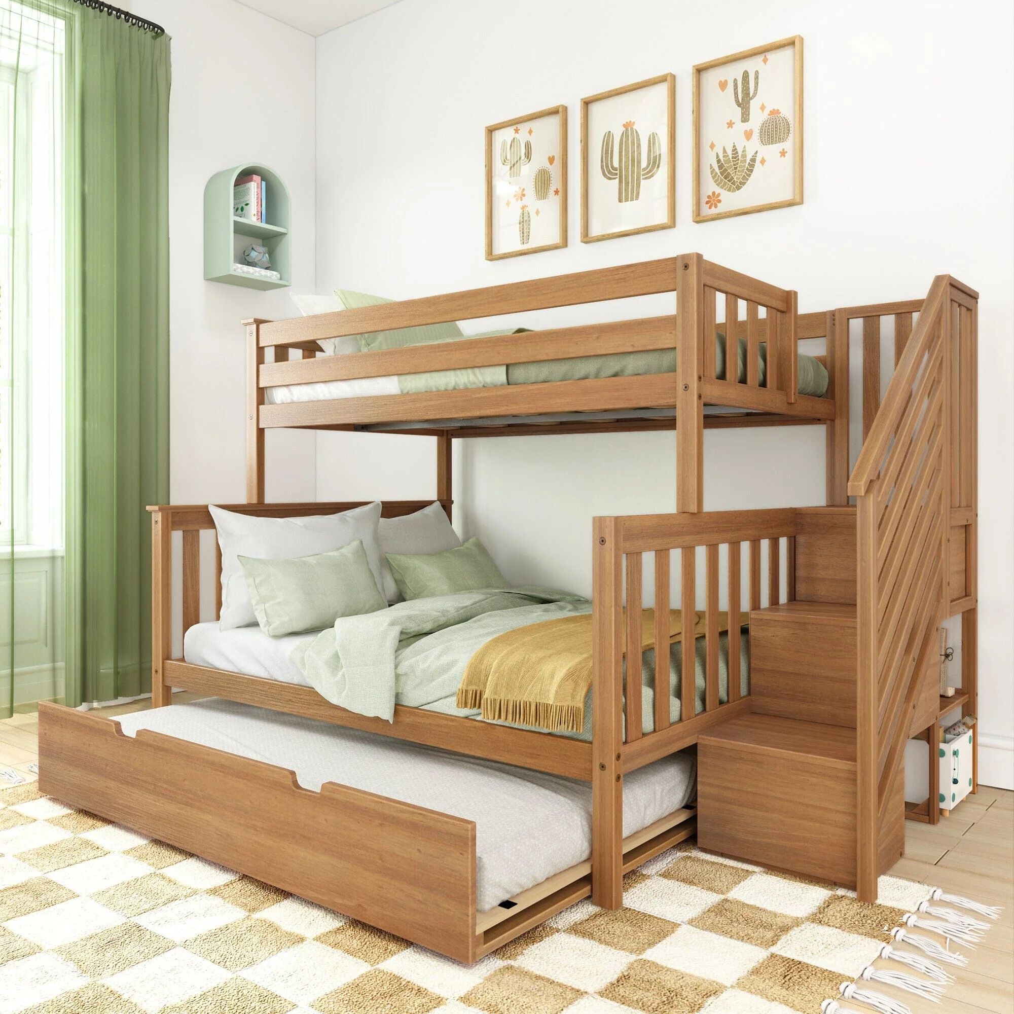 Twin Over Full Bunk Bed With Stairs & Trundle - Image 3