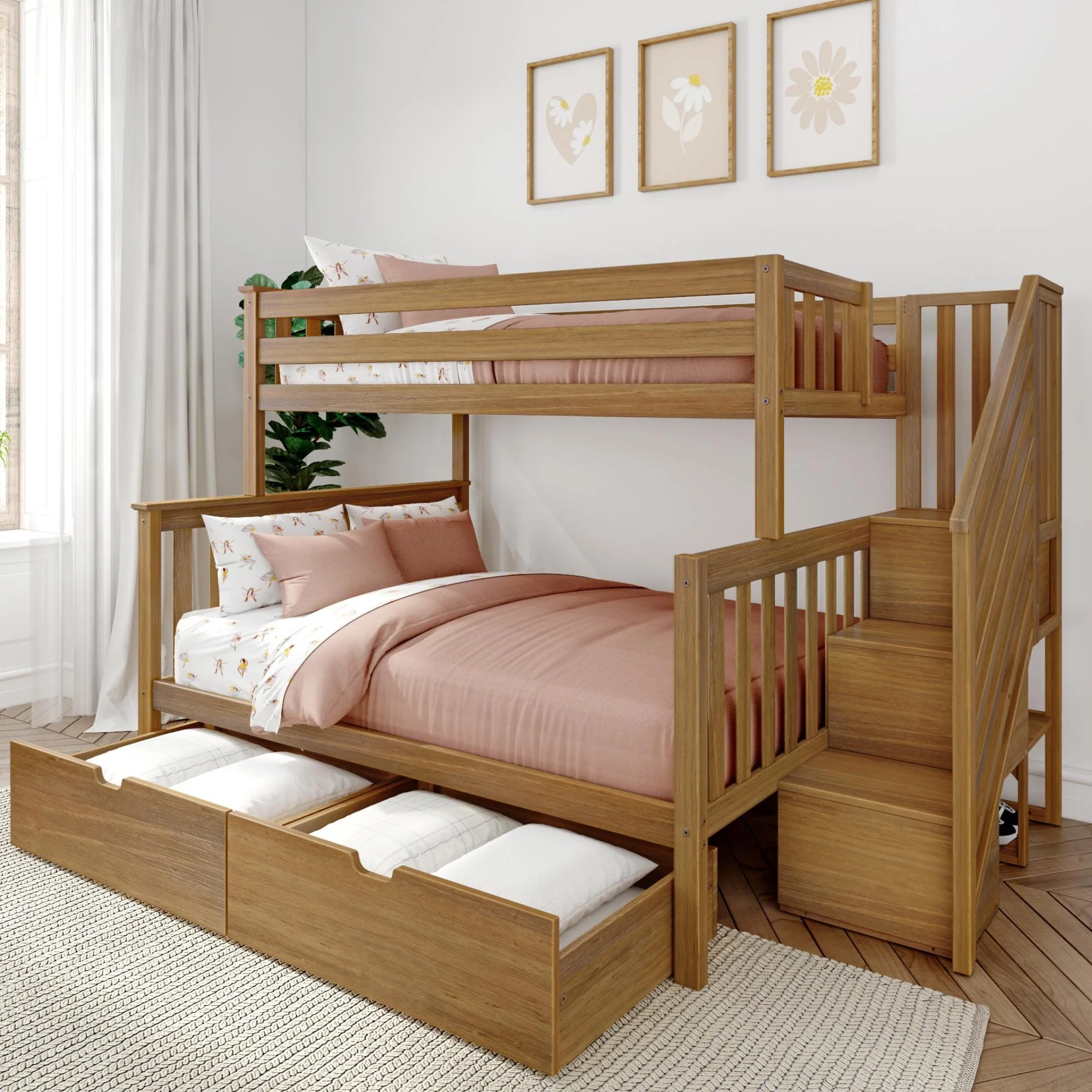 Twin Over Full Bunk Bed With Stairs & Storage Drawers - Image 3