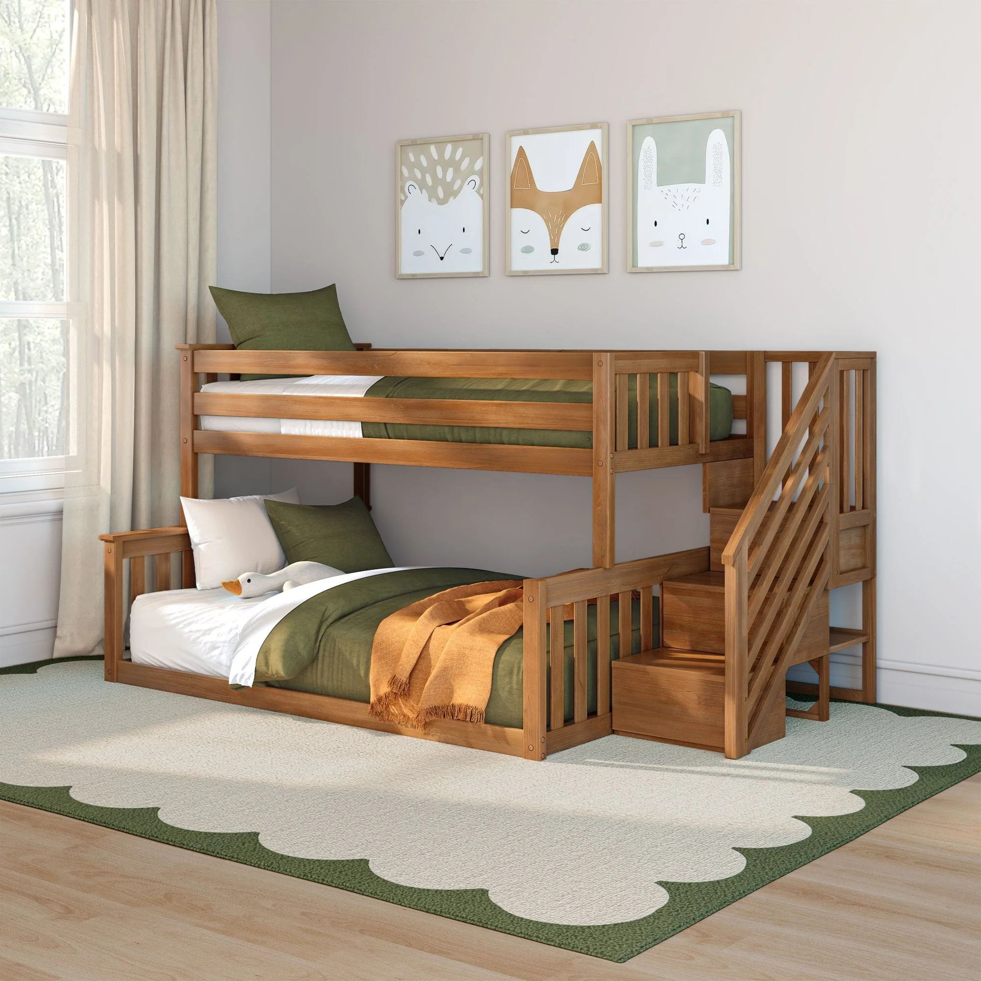 Twin Over Full Low Bunk Bed With Stairs - Image 3
