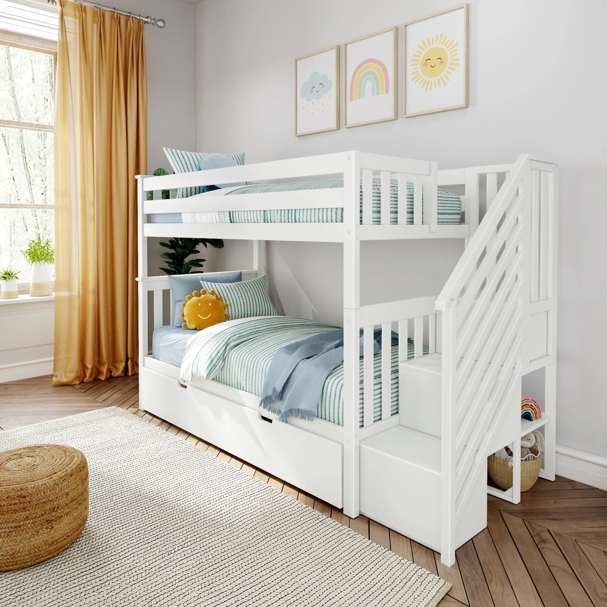 Twin Over Twin Bunk Bed With Stairs & Trundle - Image 32