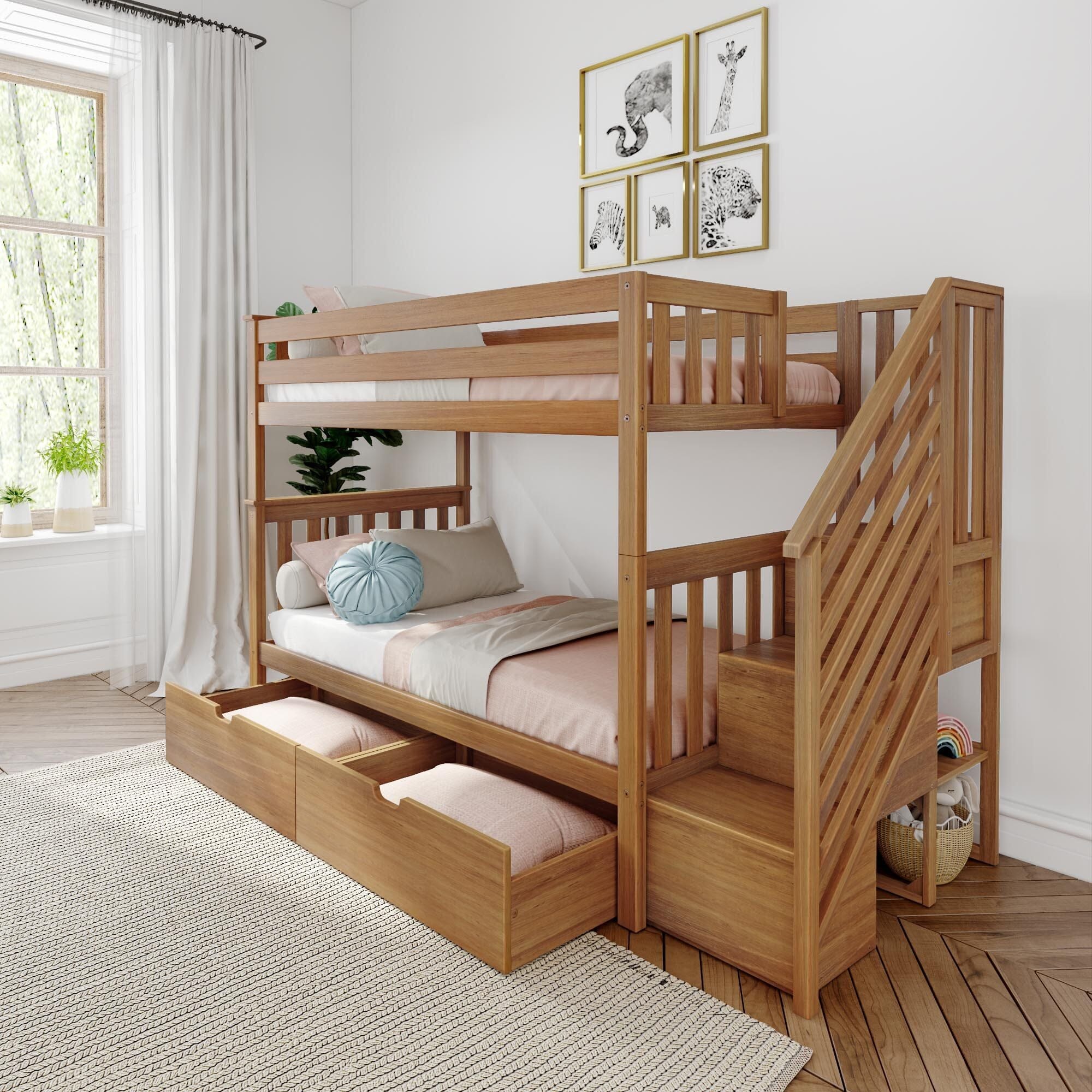 Twin Over Twin Bunk Bed With Stairs & Storage Drawers - Image 3
