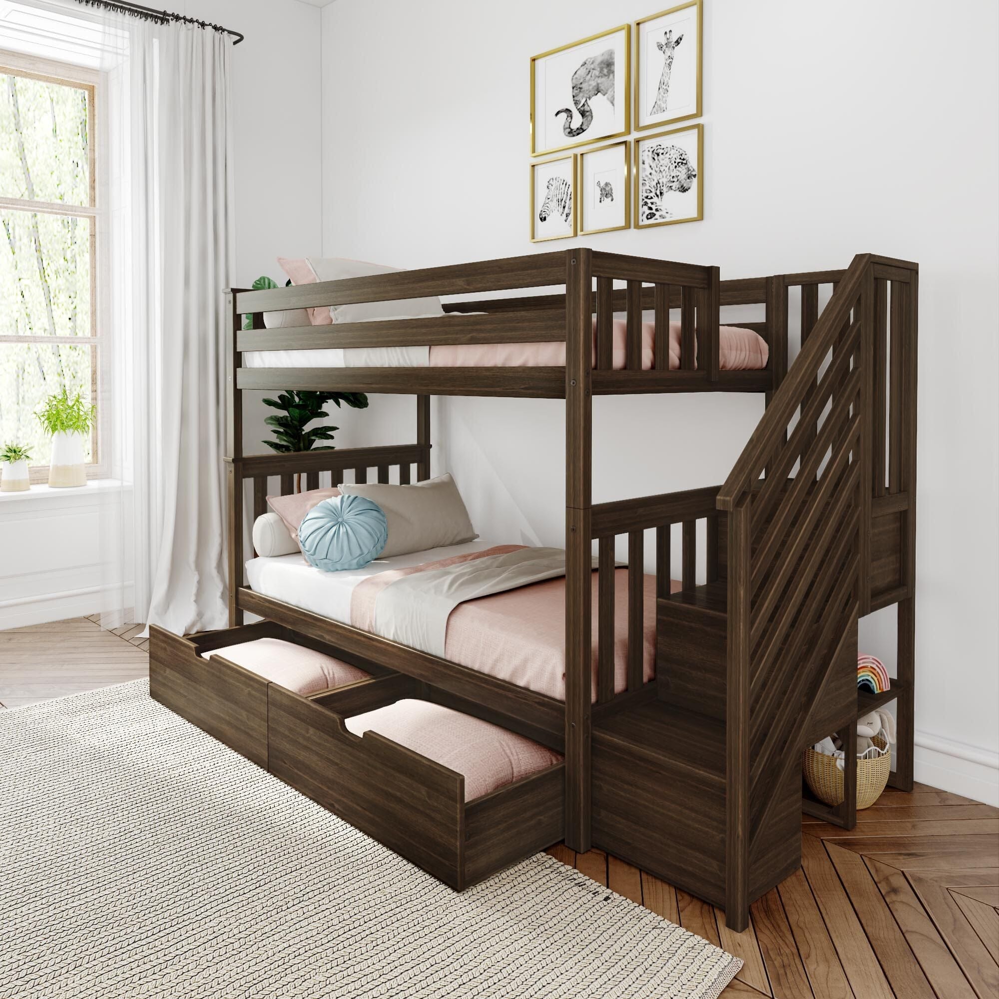 Twin Over Twin Bunk Bed With Stairs & Storage Drawers - Image 4
