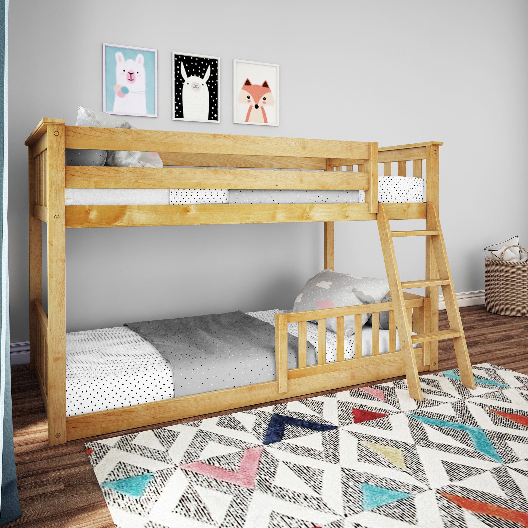 Twin Over Twin Low Bunk With Guardrails - Image 4