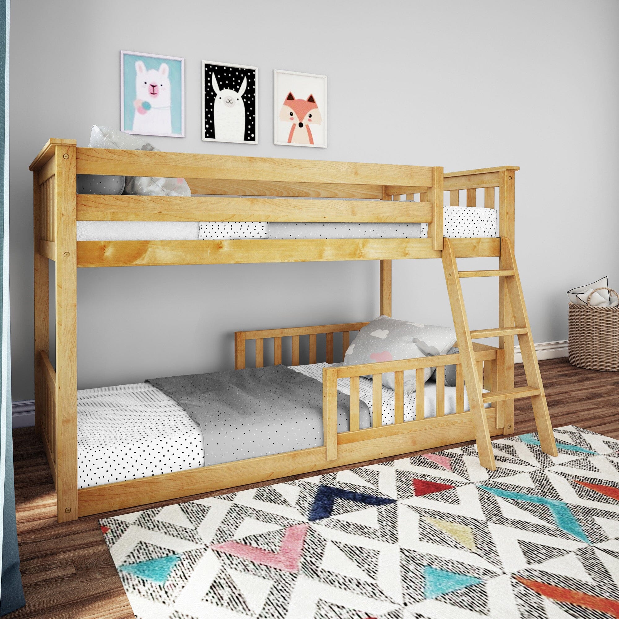 Twin Over Twin Low Bunk With Guardrails - Image 9