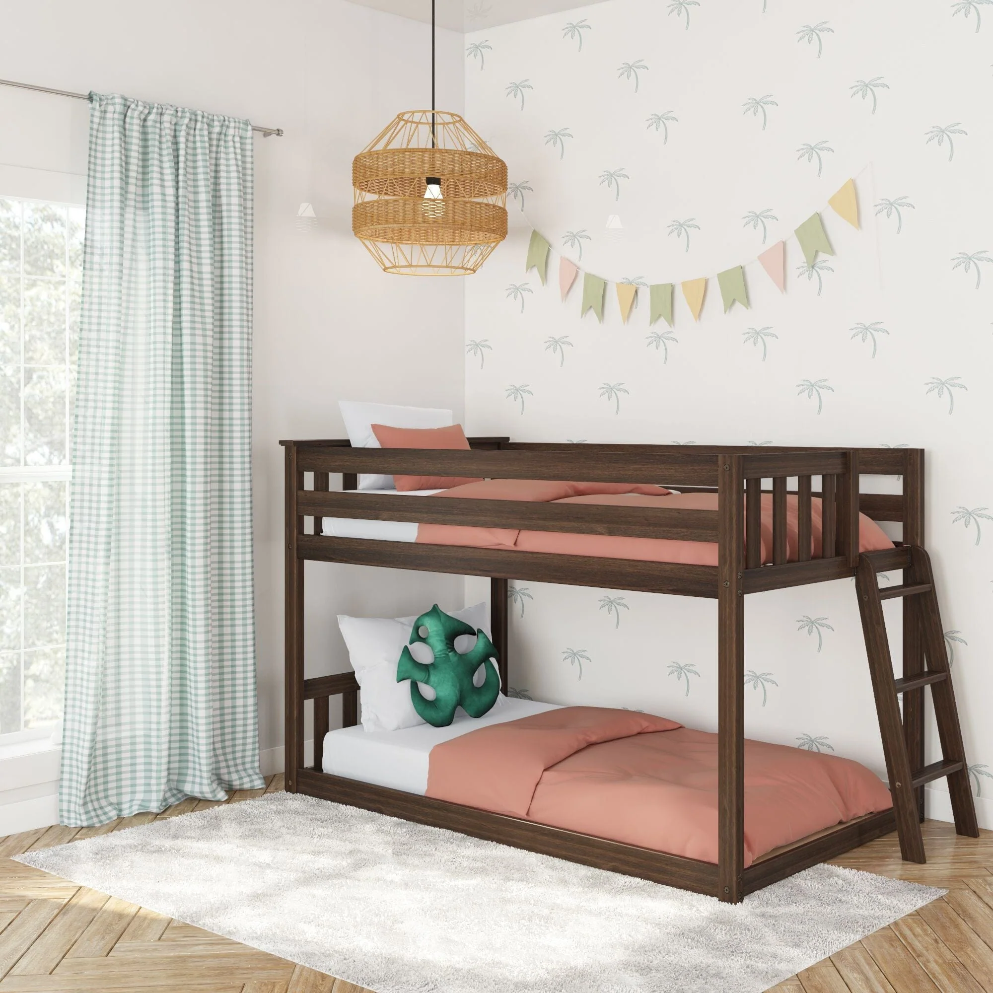 Twin Over Twin Low Bunk Bed With Ladder On End - Image 5