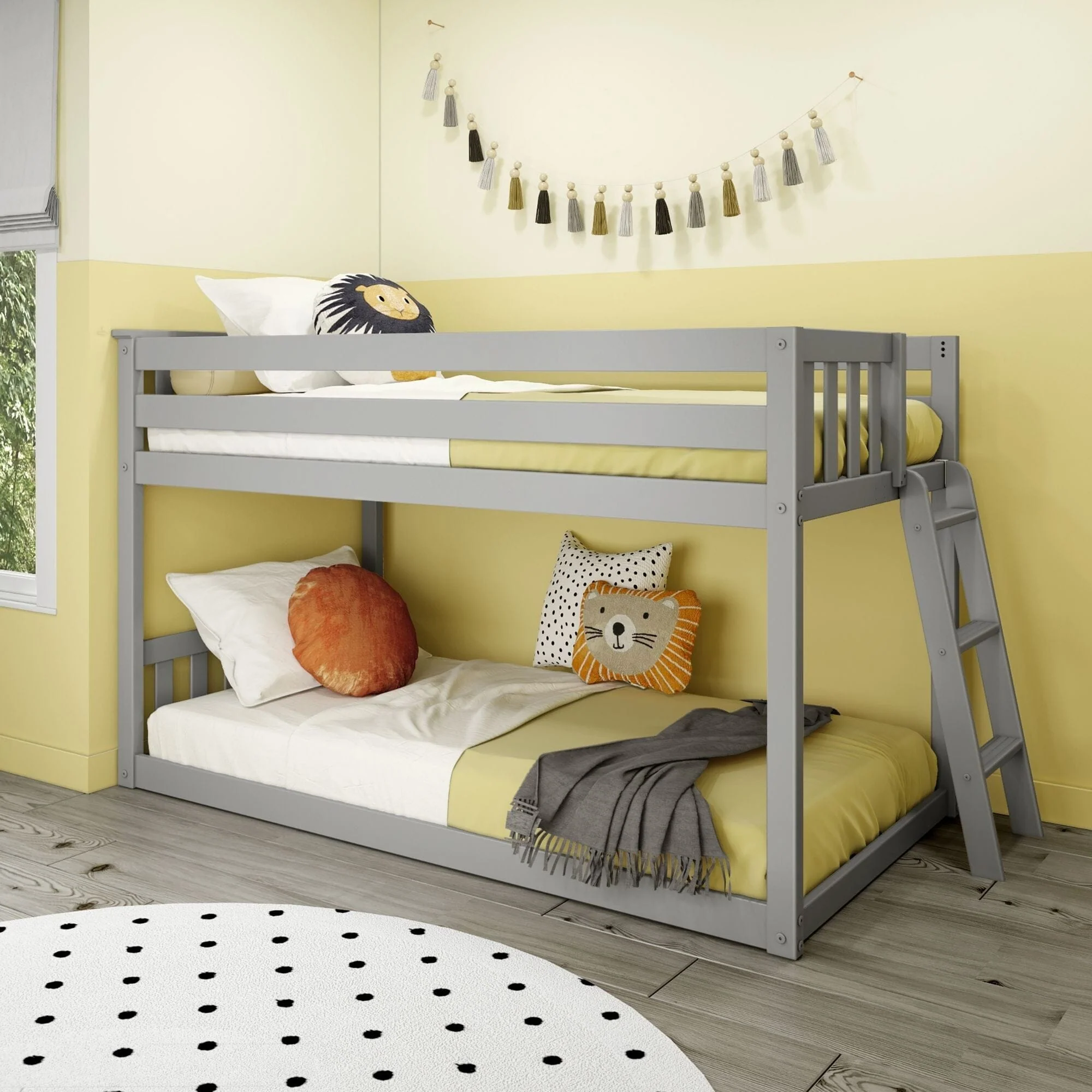 Twin Over Twin Low Bunk Bed With Ladder On End - Image 3