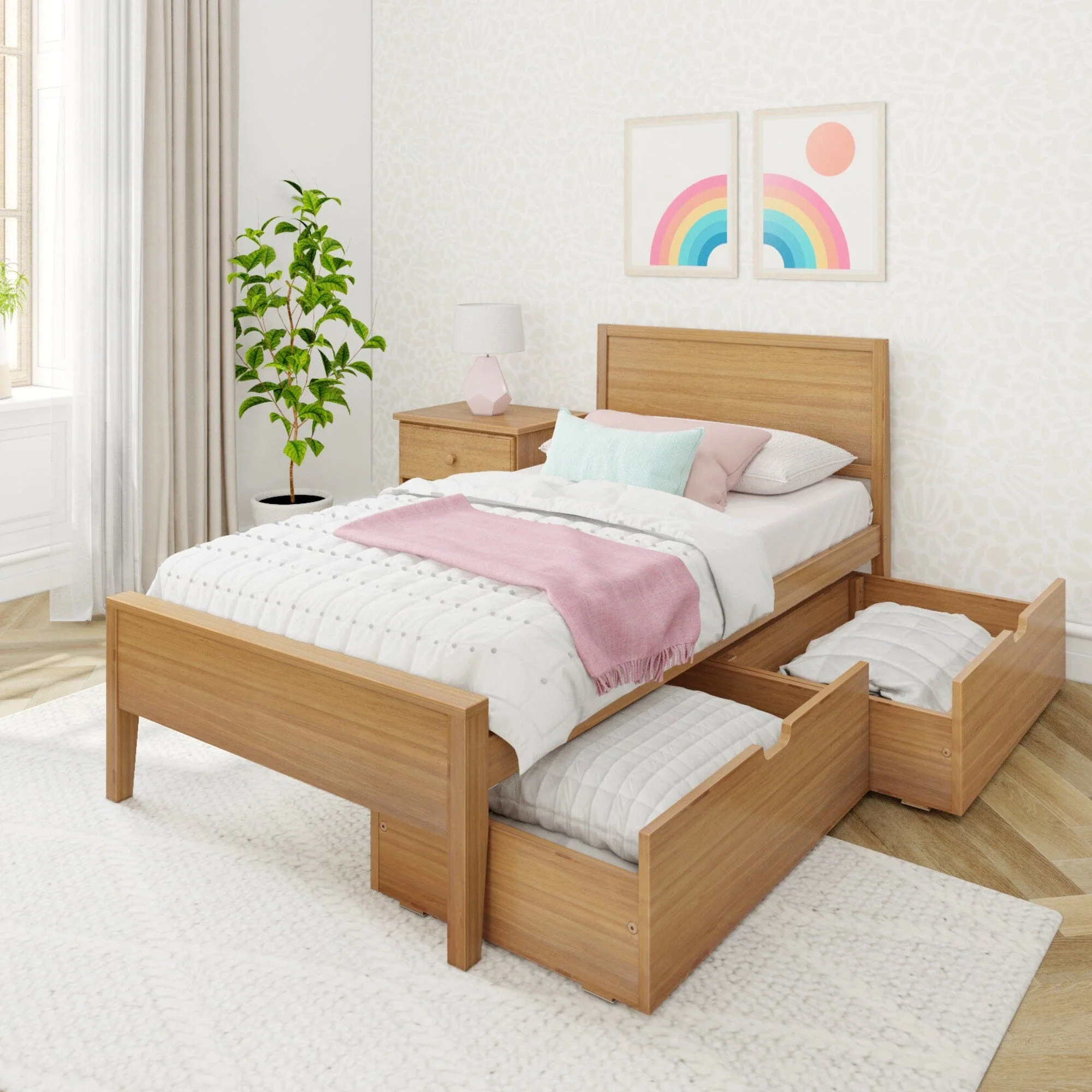 Twin Panel Bed With Storage Drawers - Image 2