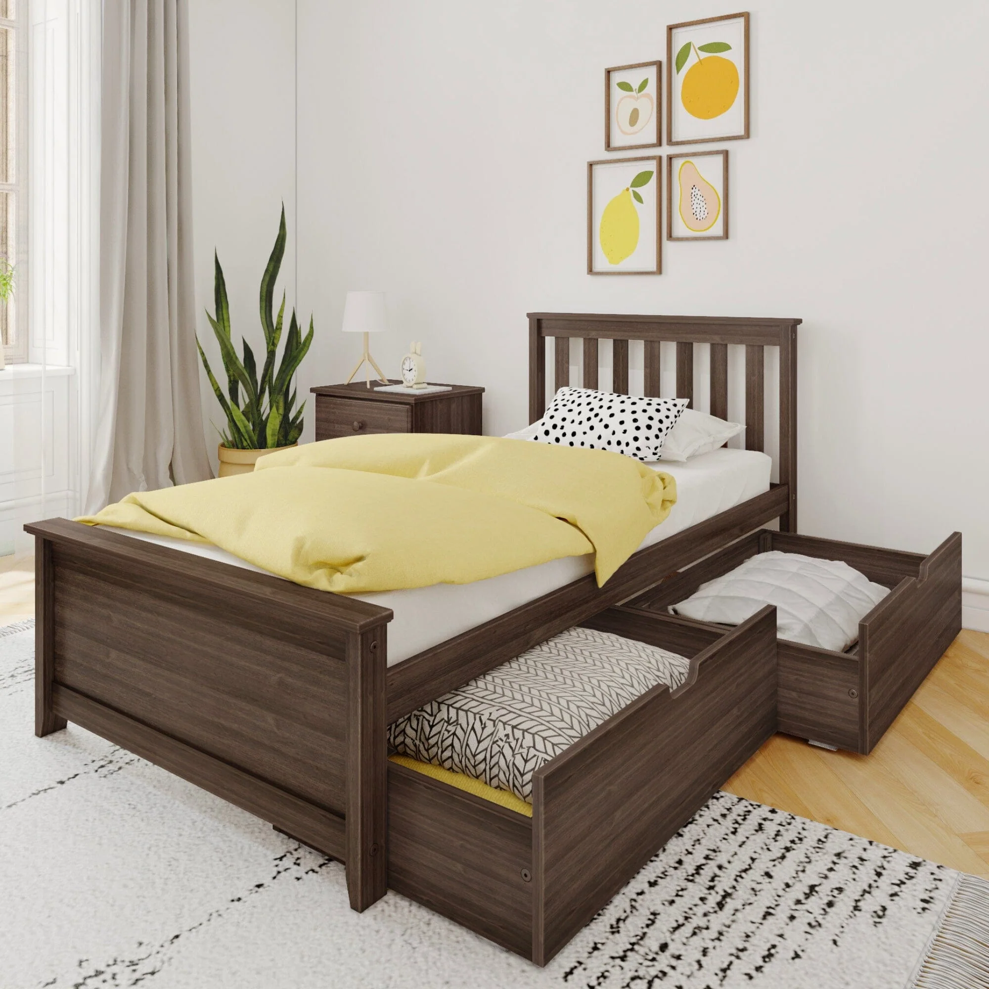Twin Slatted Bed With Storage Drawers - Image 4