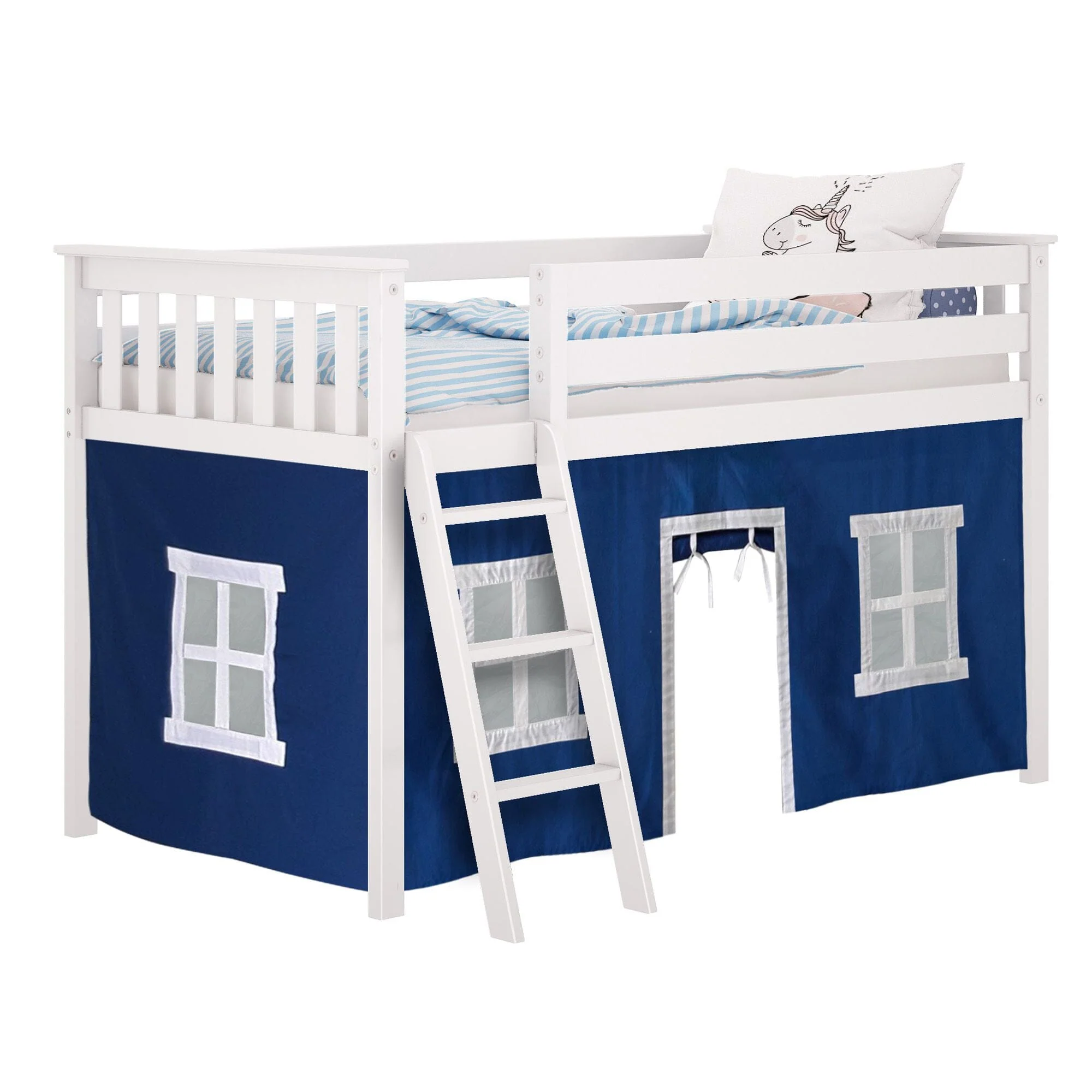 Cotton Underbed Curtain with Square Windows - Image 3