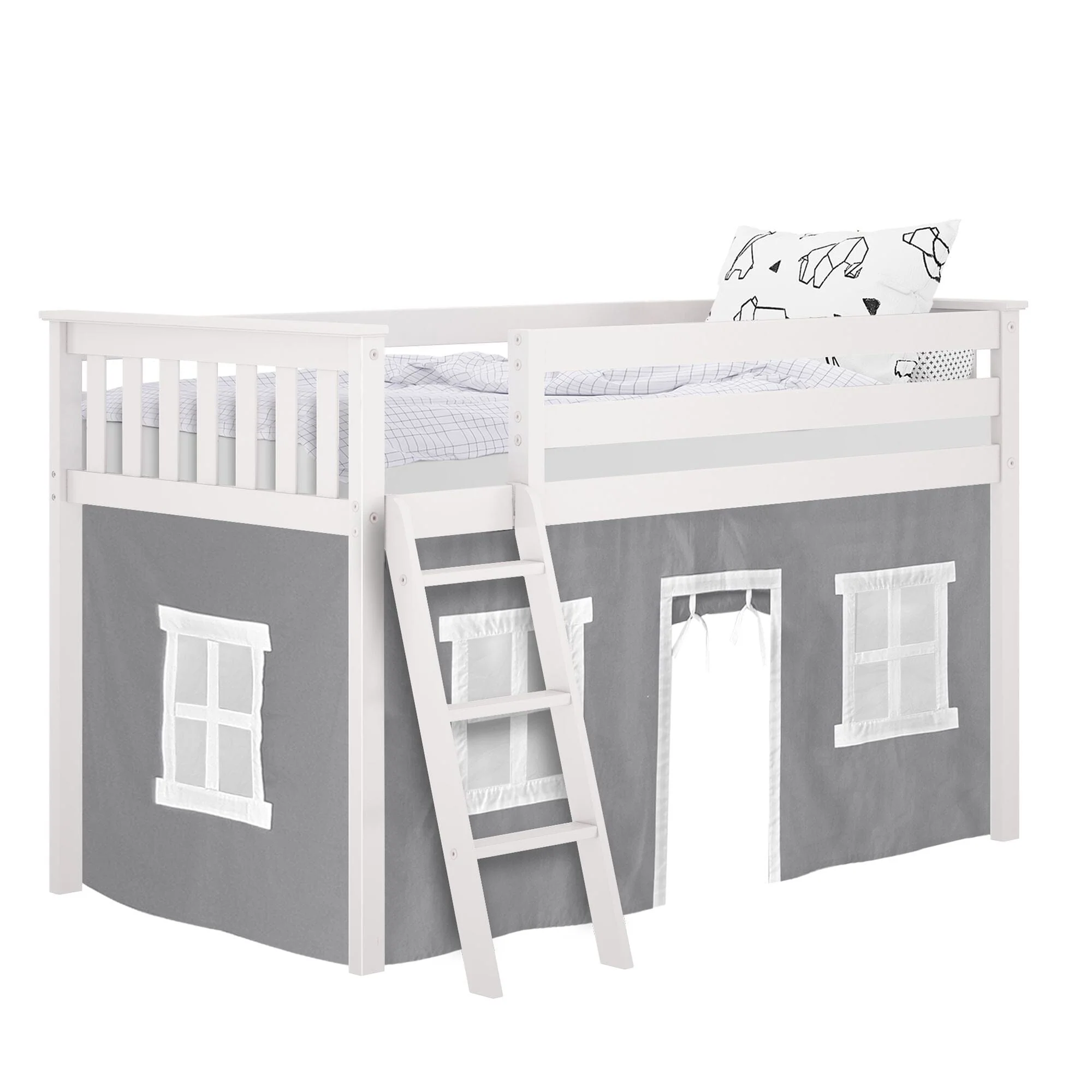 Cotton Underbed Curtain with Square Windows - Image 4
