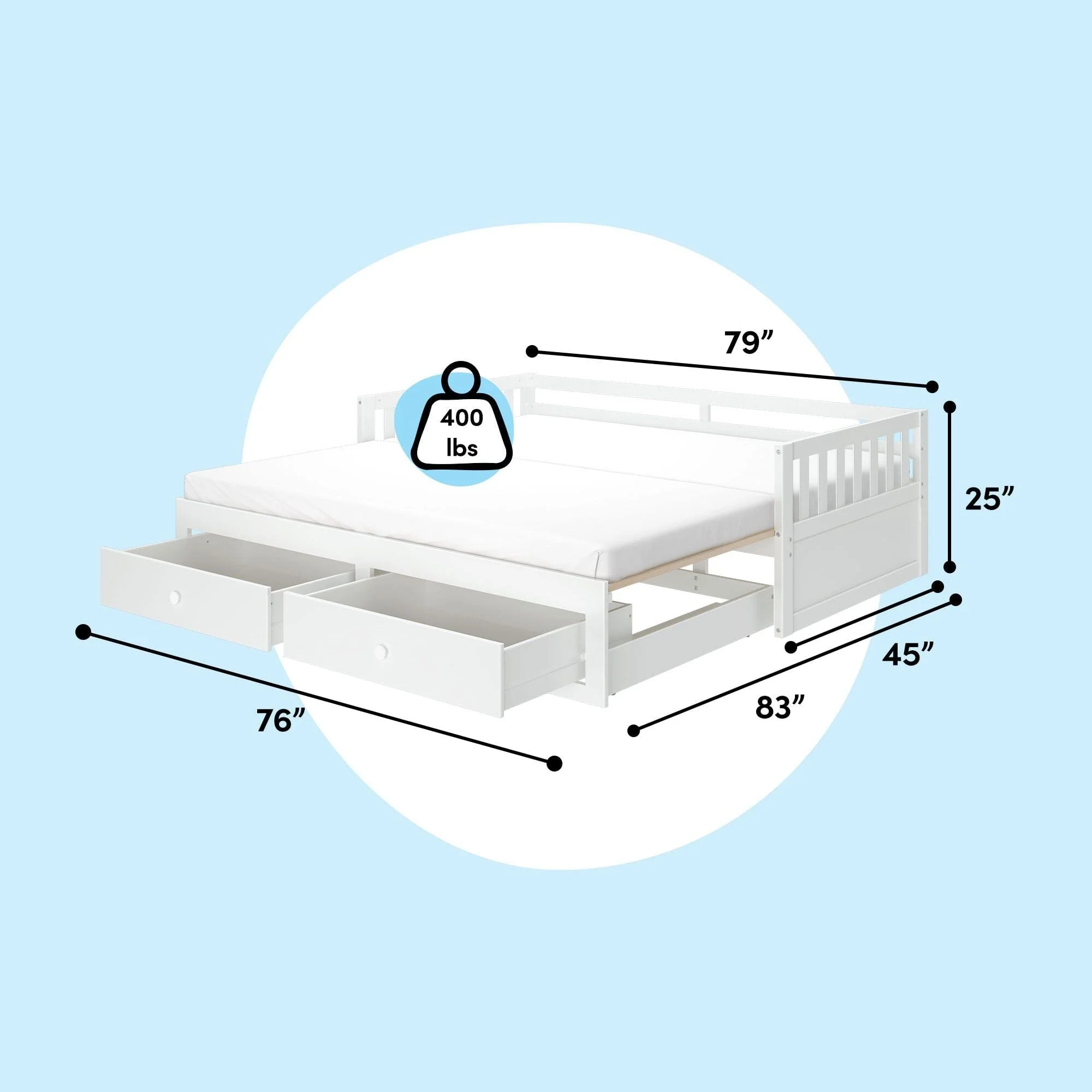 Elizabeth Twin to King Daybed With Storage Drawers - Image 21