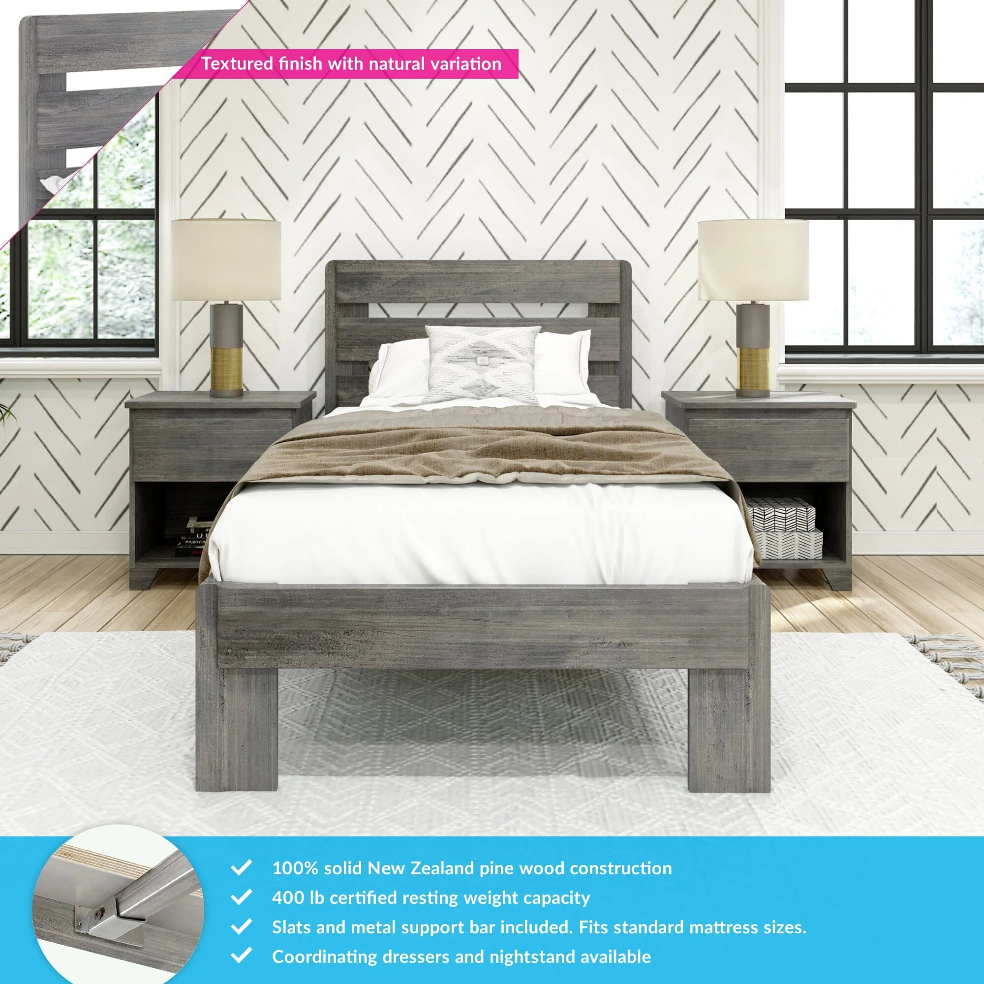 Modern Farmhouse Twin Plank Bed - Image 3
