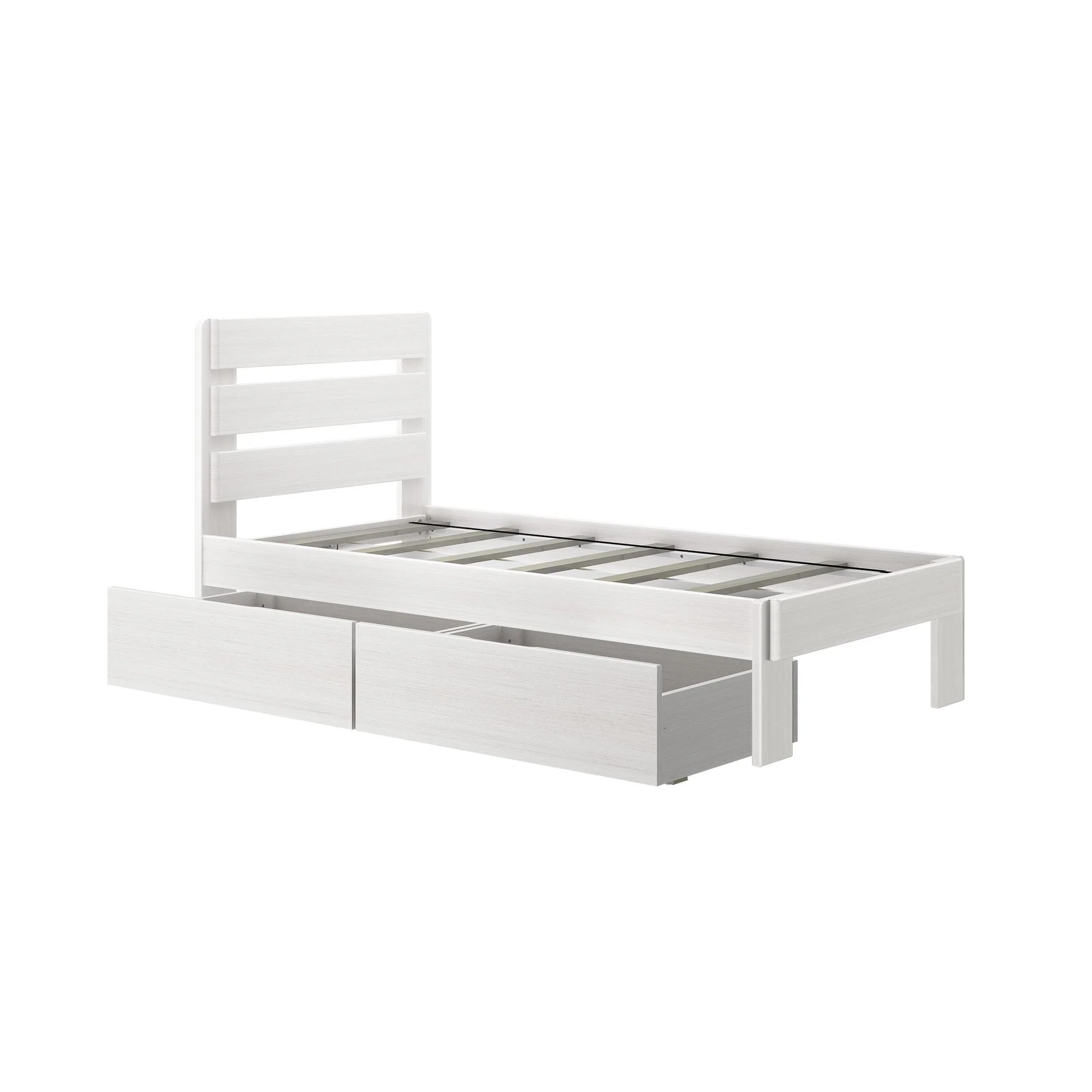 Modern Farmhouse Twin Plank Bed With Storage Drawers - Image 4