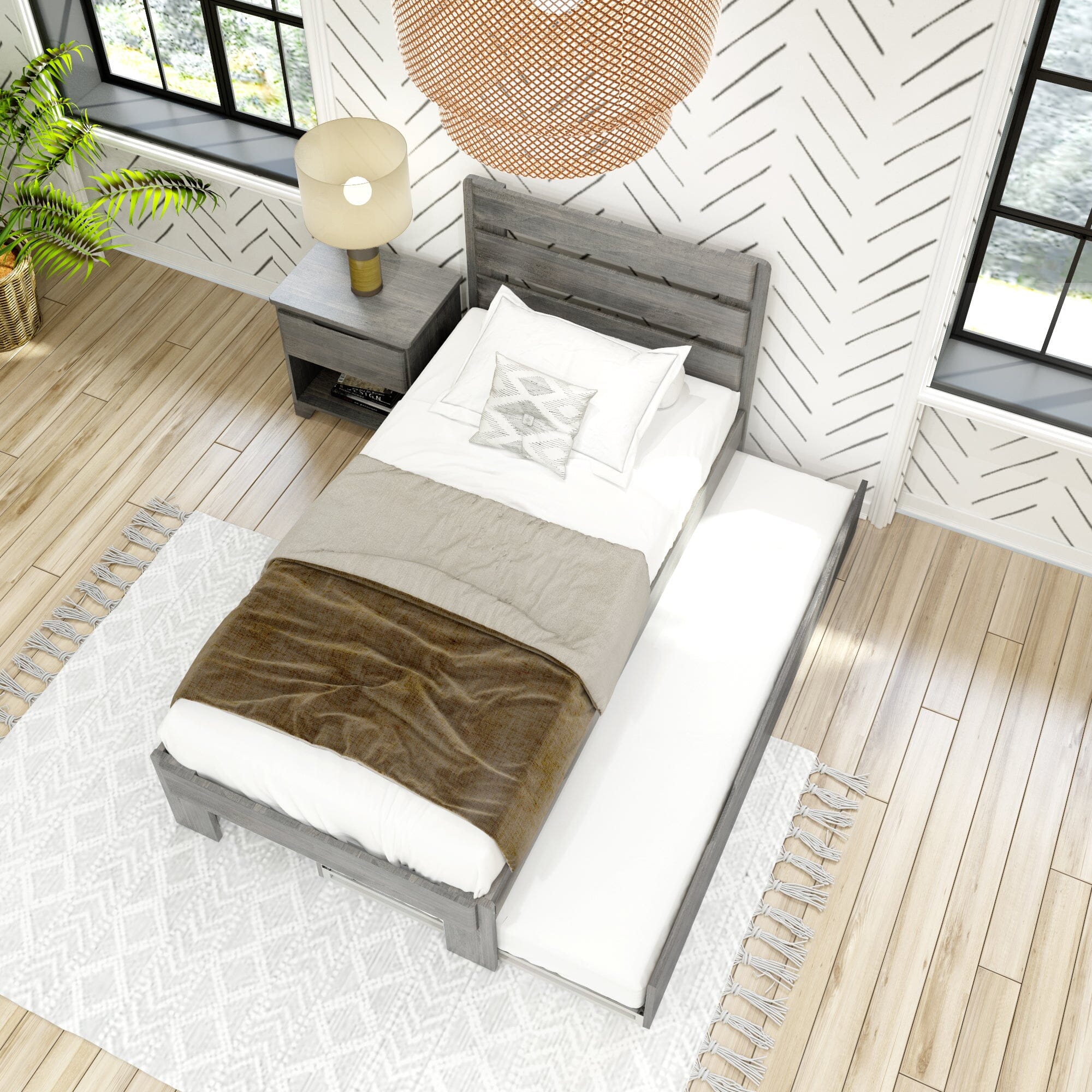 Modern Farmhouse Twin Plank Bed With Trundle - Image 10