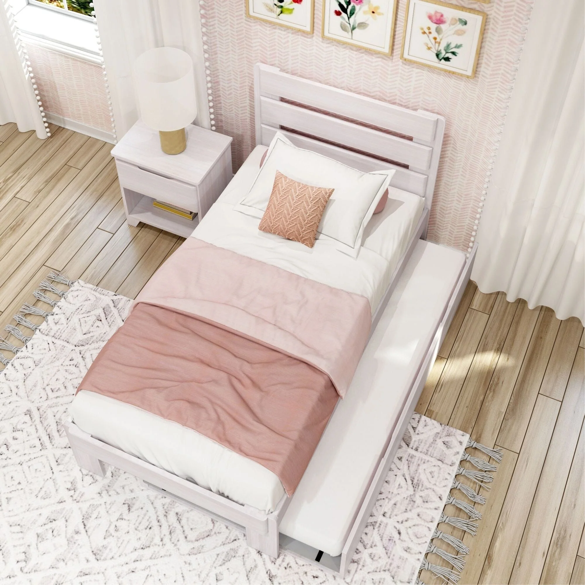Modern Farmhouse Twin Plank Bed With Trundle - Image 9