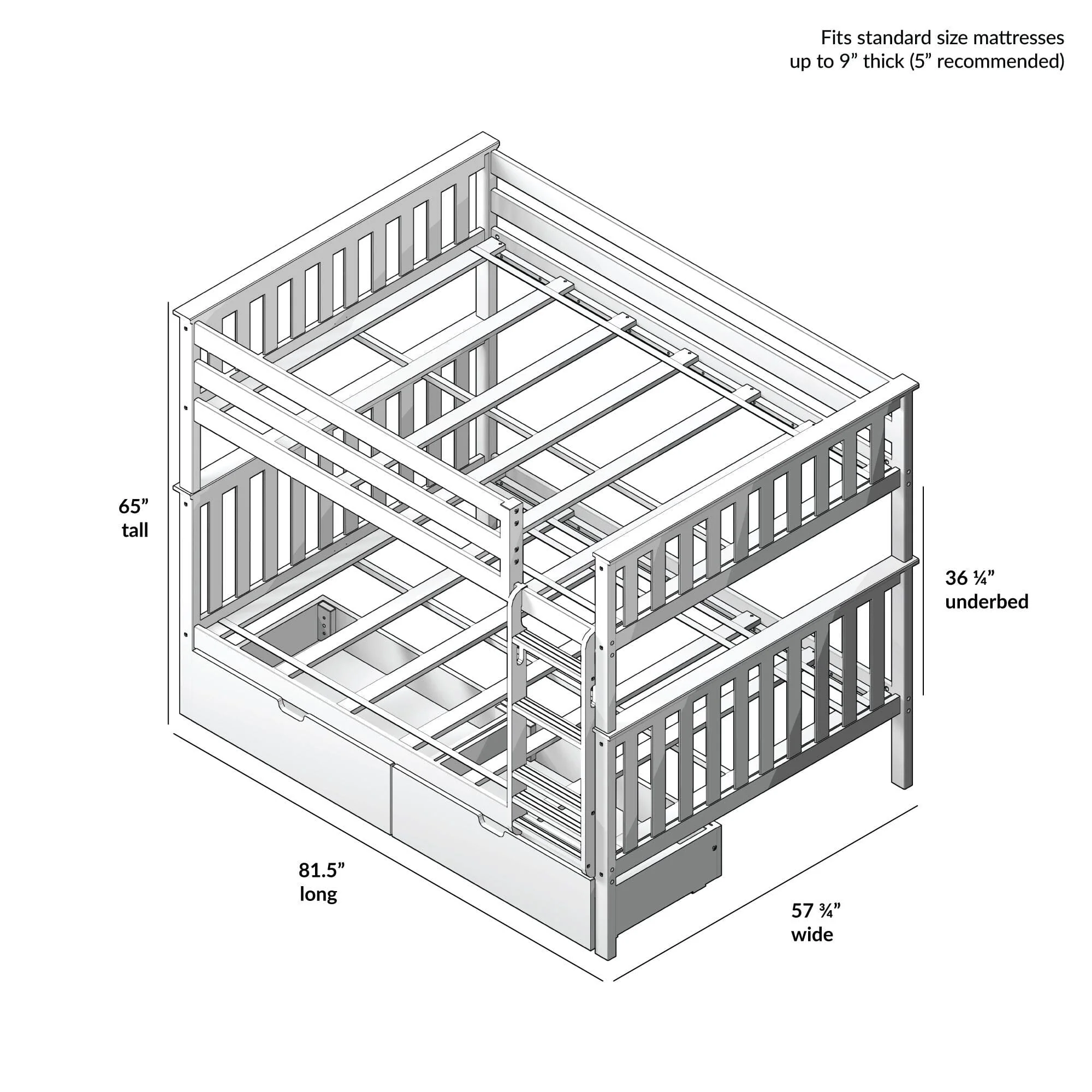 Full Over Full Bunk Bed With Storage Drawers - Image 13