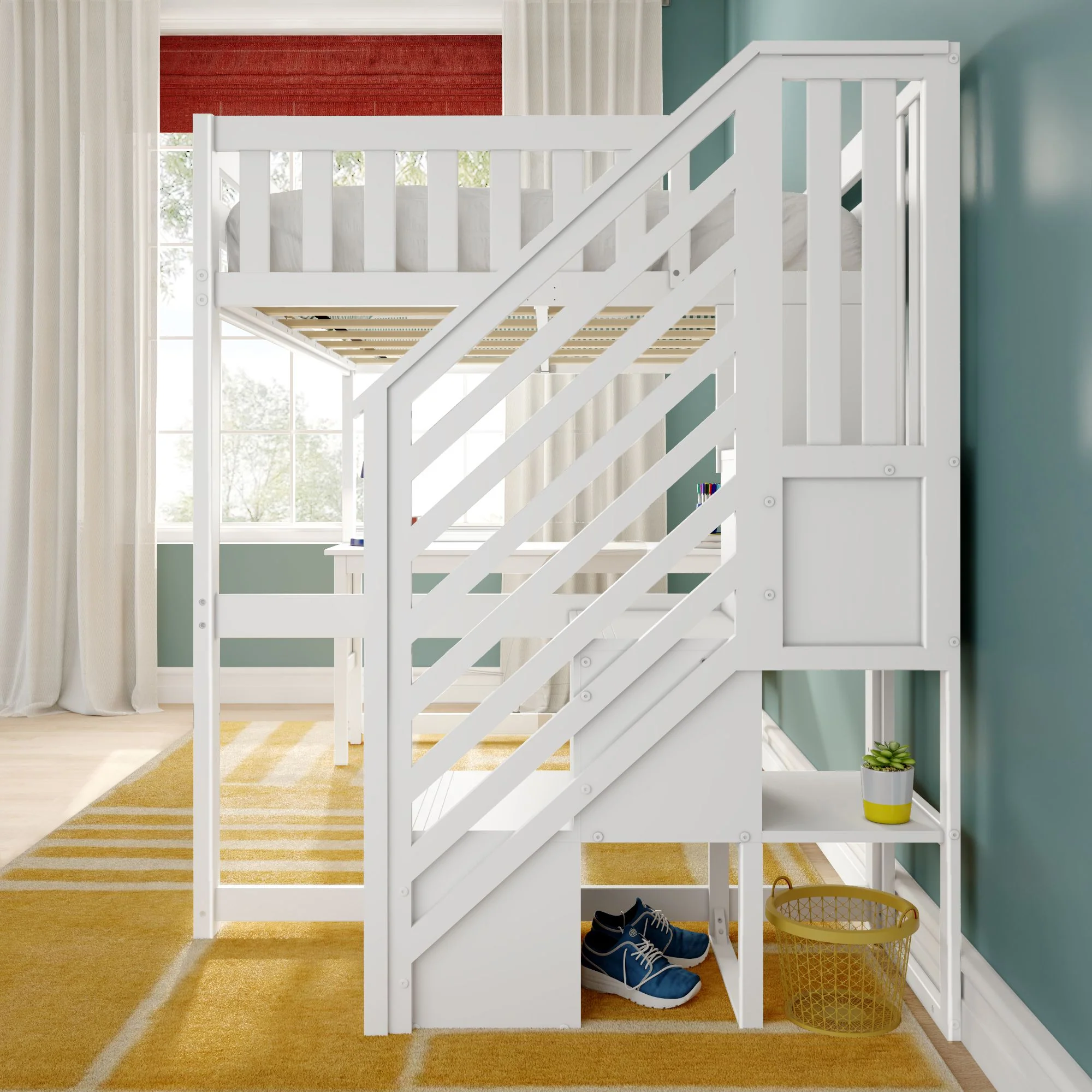 Full Loft Bed With Desk & Stairs - Image 16
