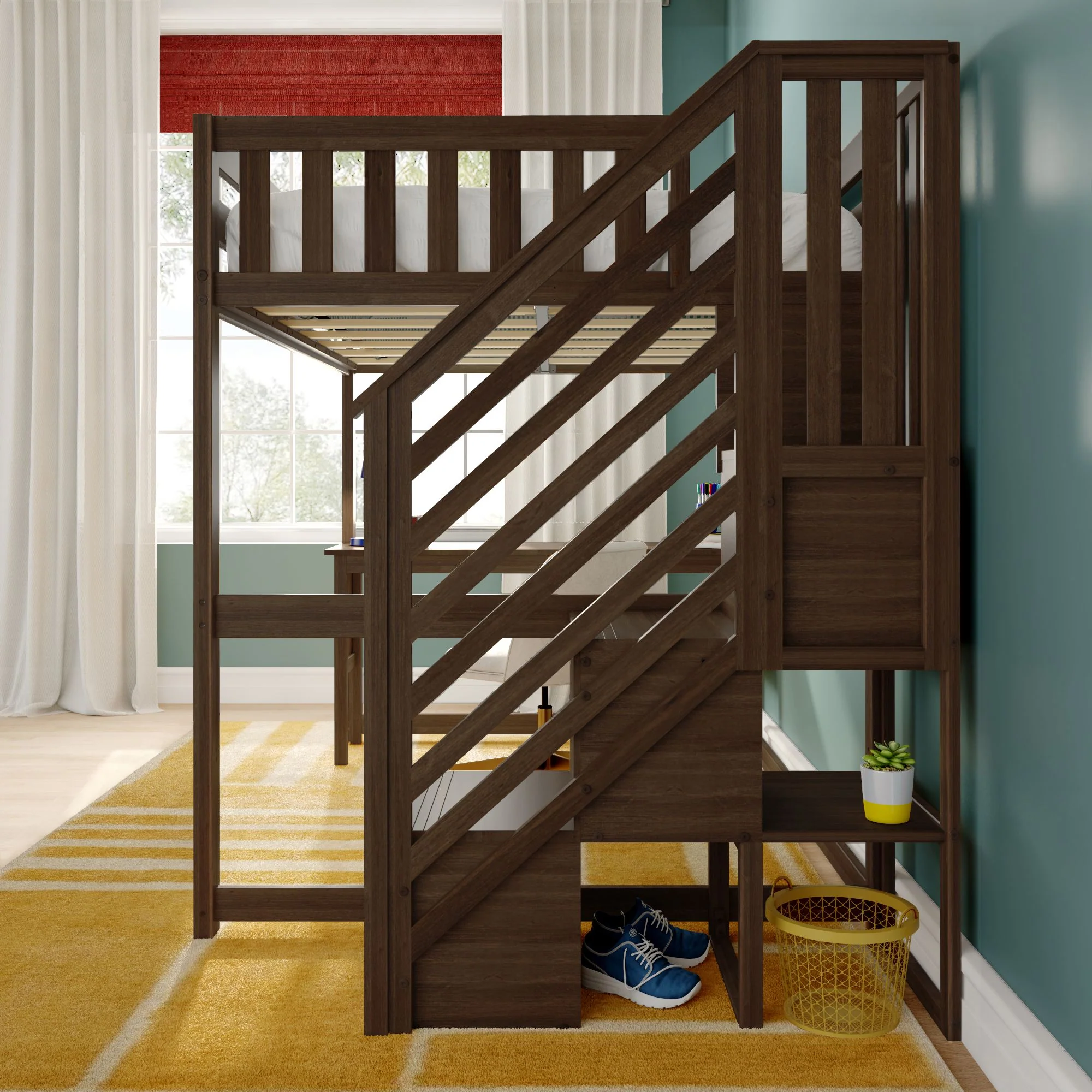 Full Loft Bed With Desk & Stairs - Image 17