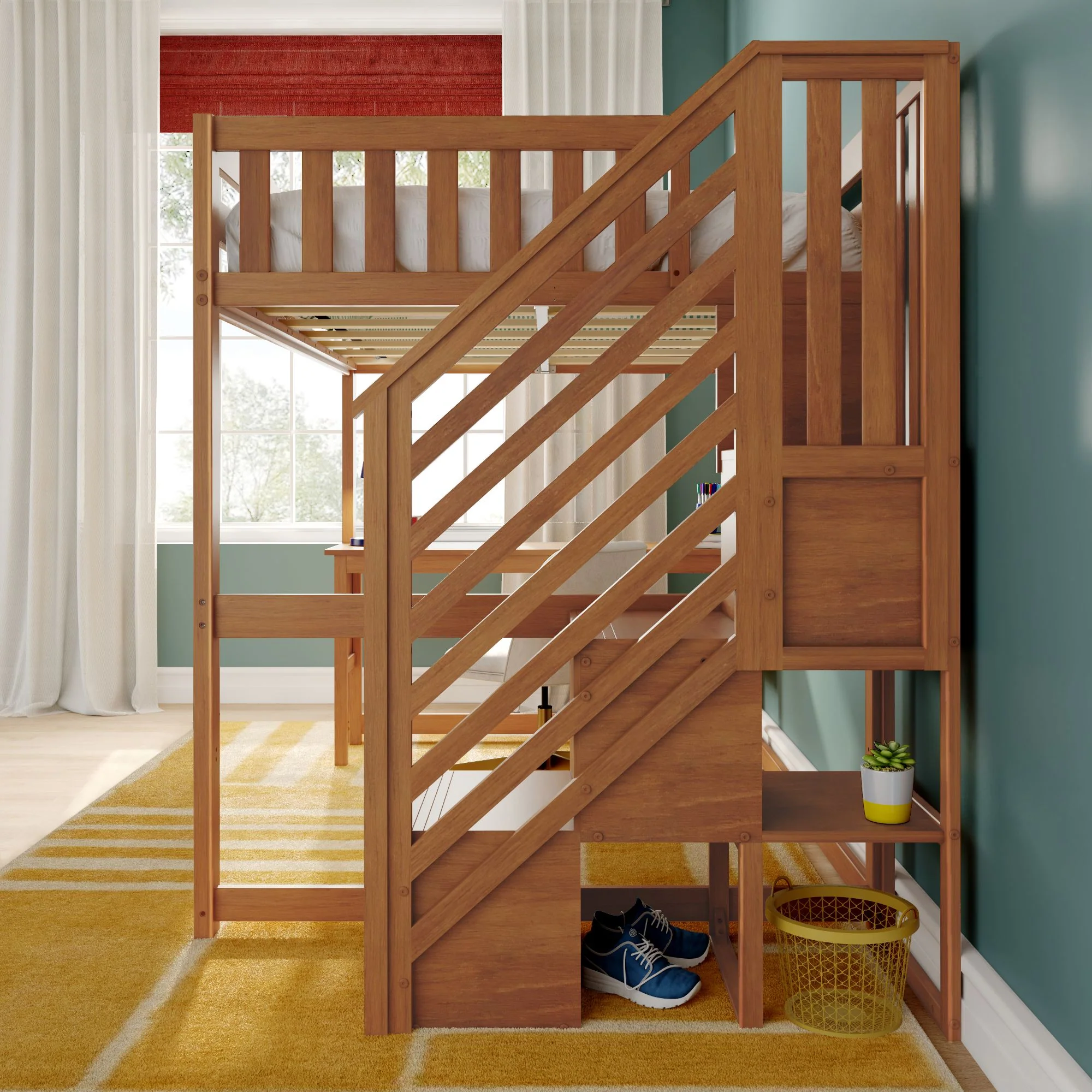 Full Loft Bed With Desk & Stairs - Image 18
