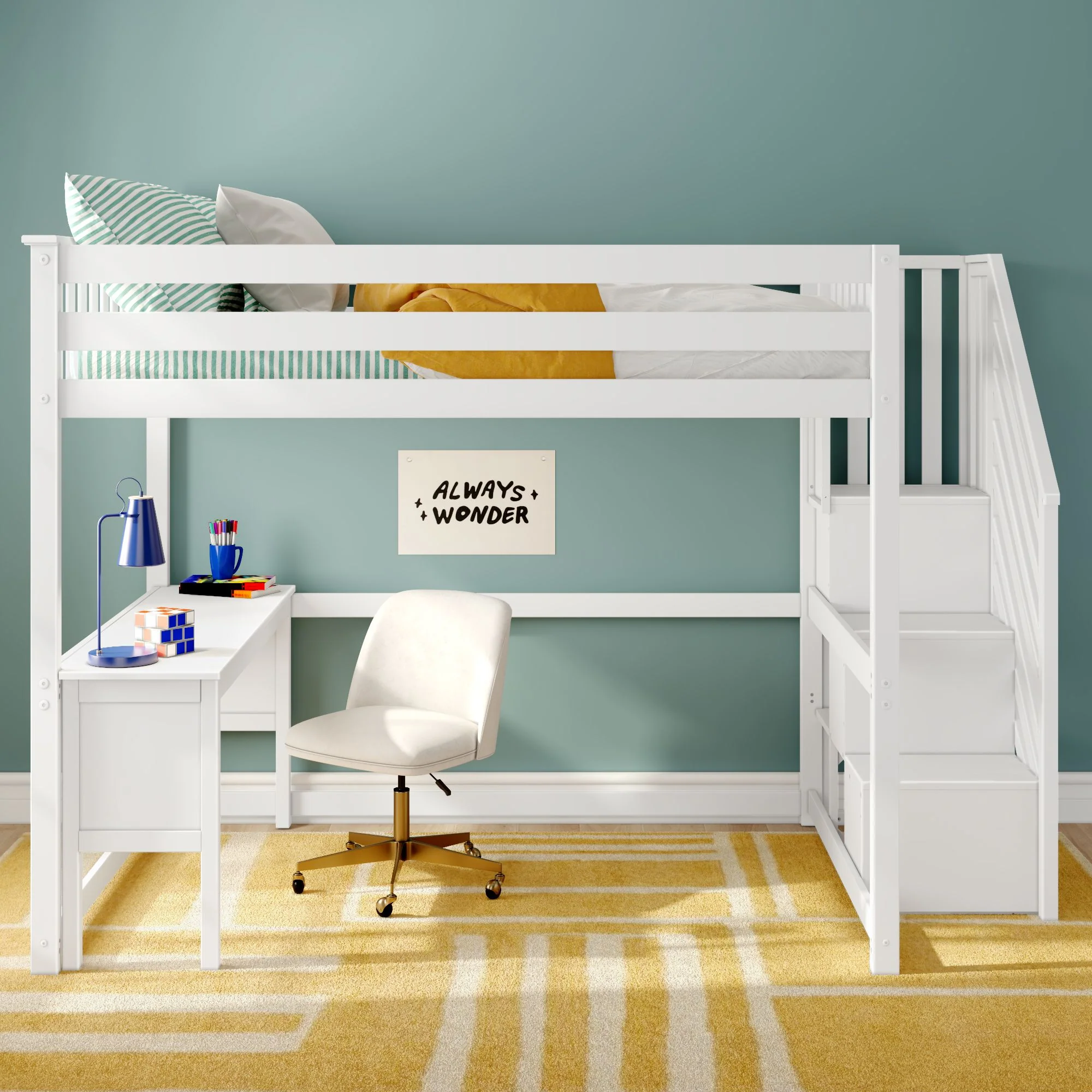 Full Loft Bed With Desk & Stairs - Image 4