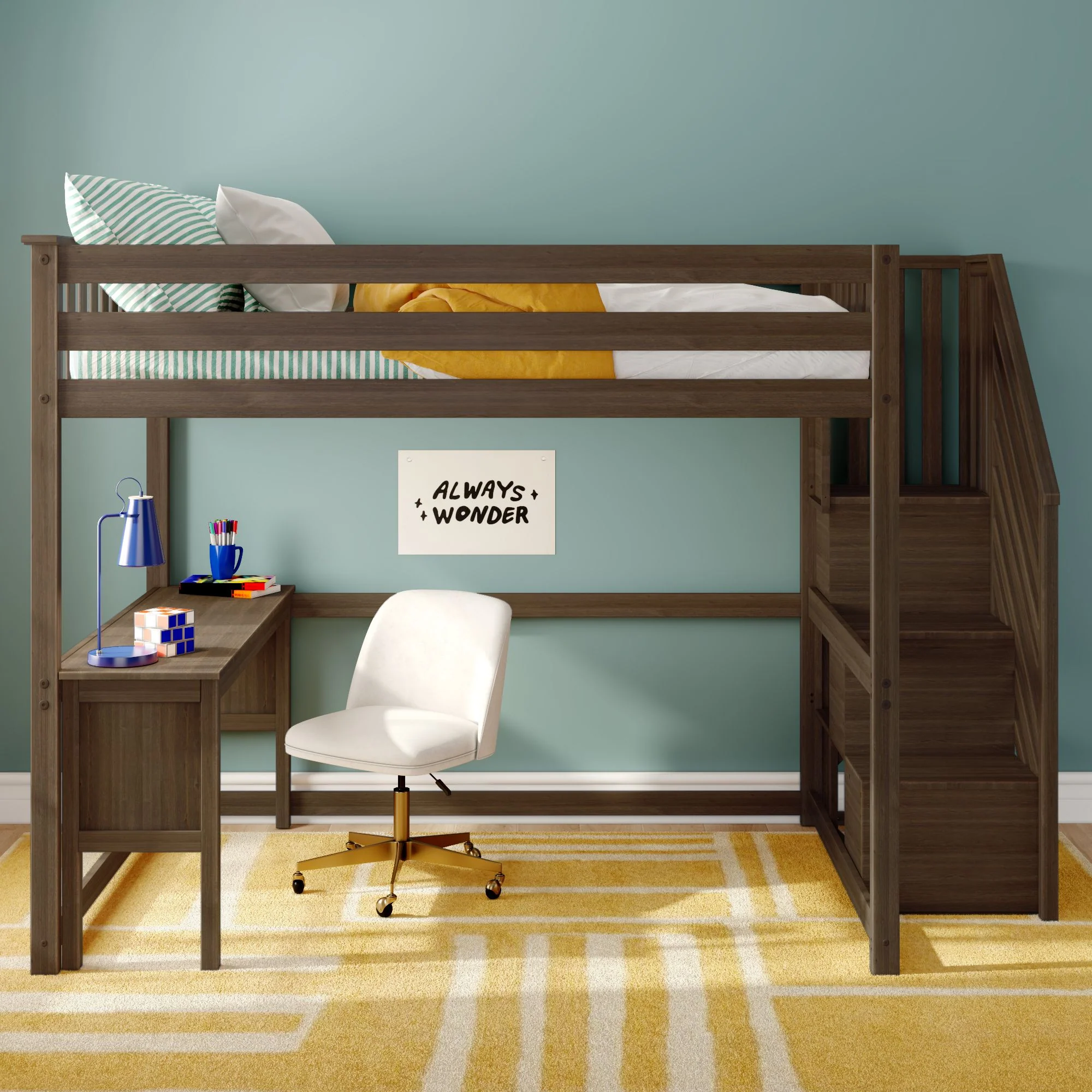 Full Loft Bed With Desk & Stairs - Image 5