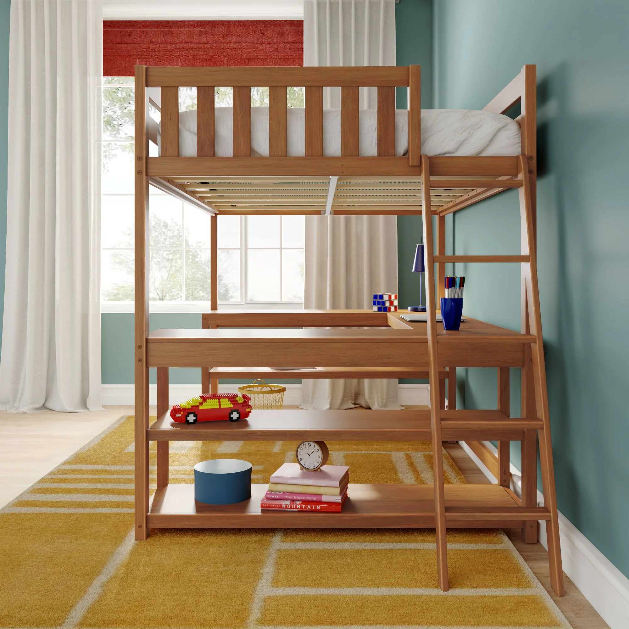 Full Loft Bed With Wraparound Desk & Ladder On End - Image 16