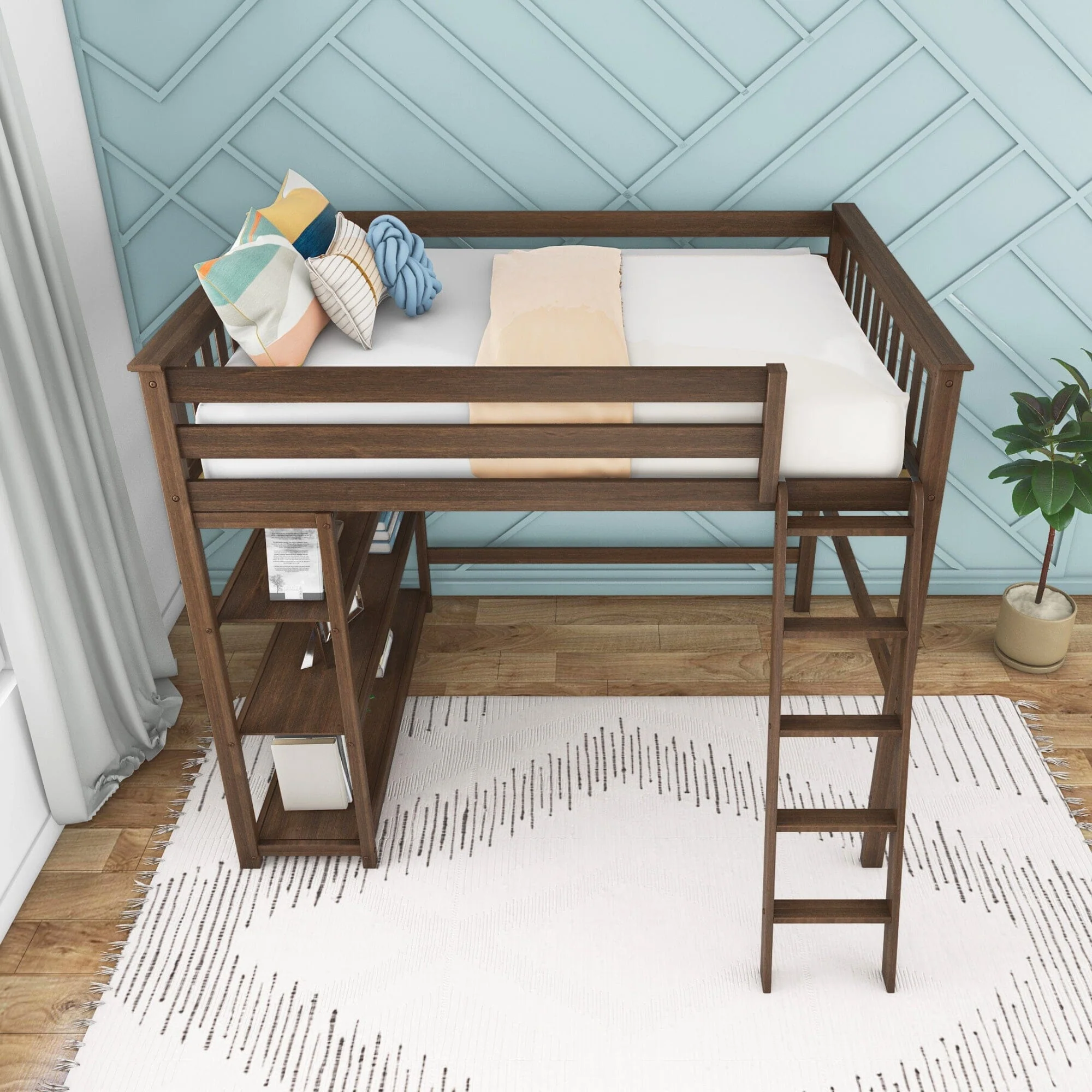 Full Loft Bed With Bookcase - Image 18