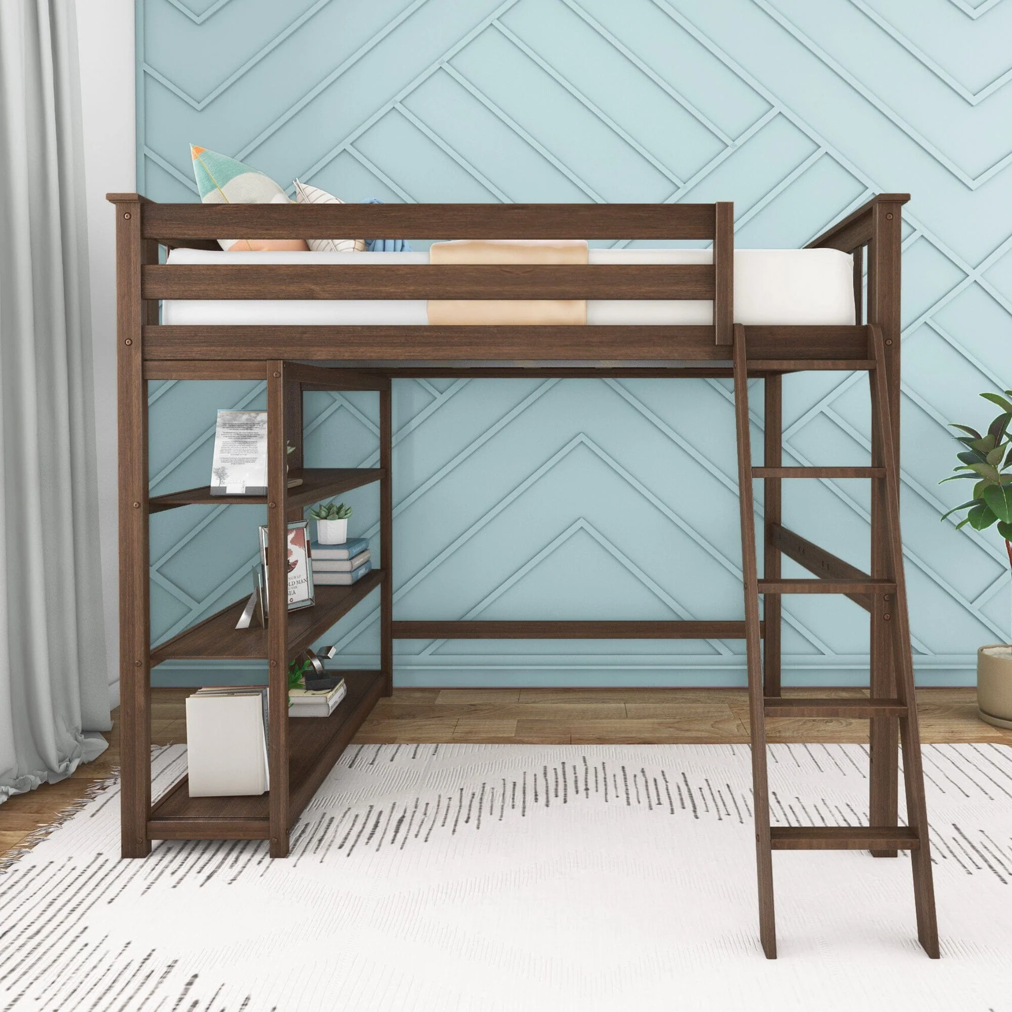 Full Loft Bed With Bookcase - Image 7