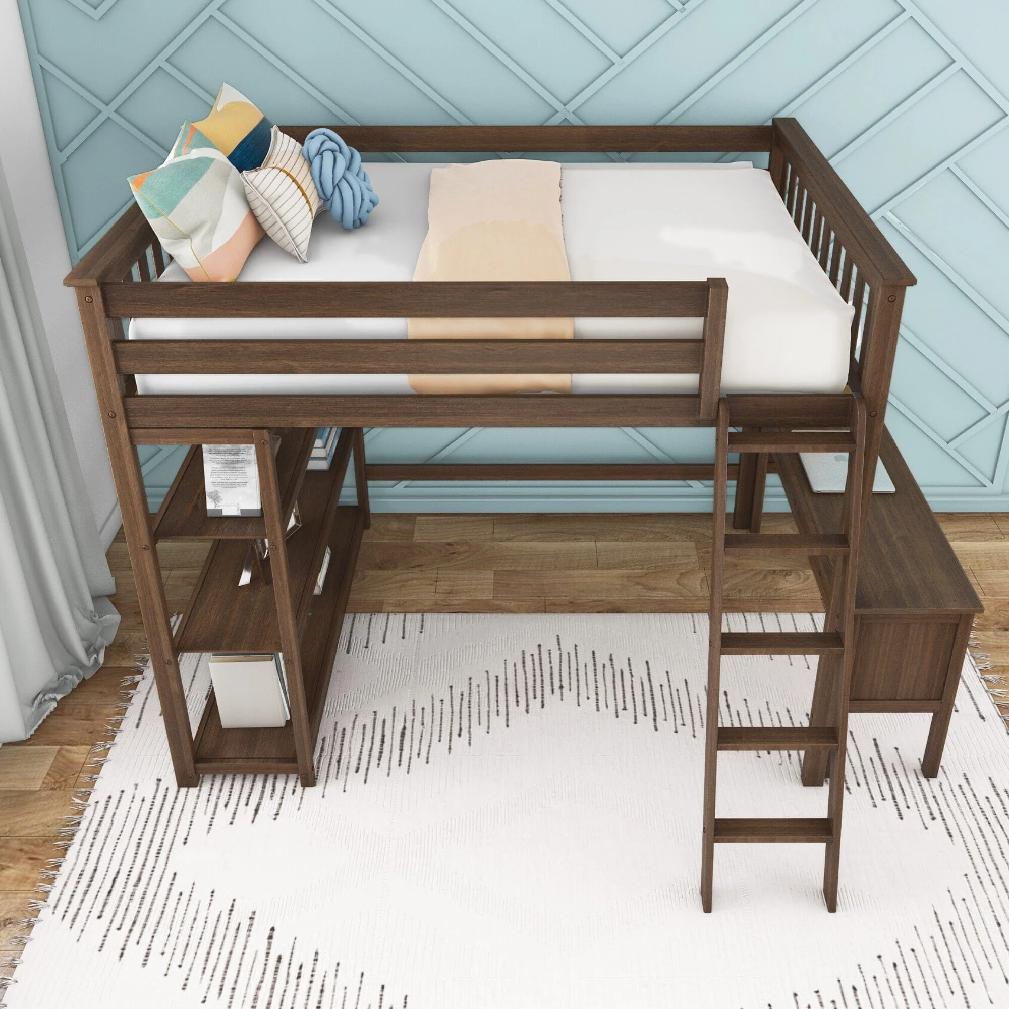 Full Loft Bed With Bookcase & Desk - Image 19