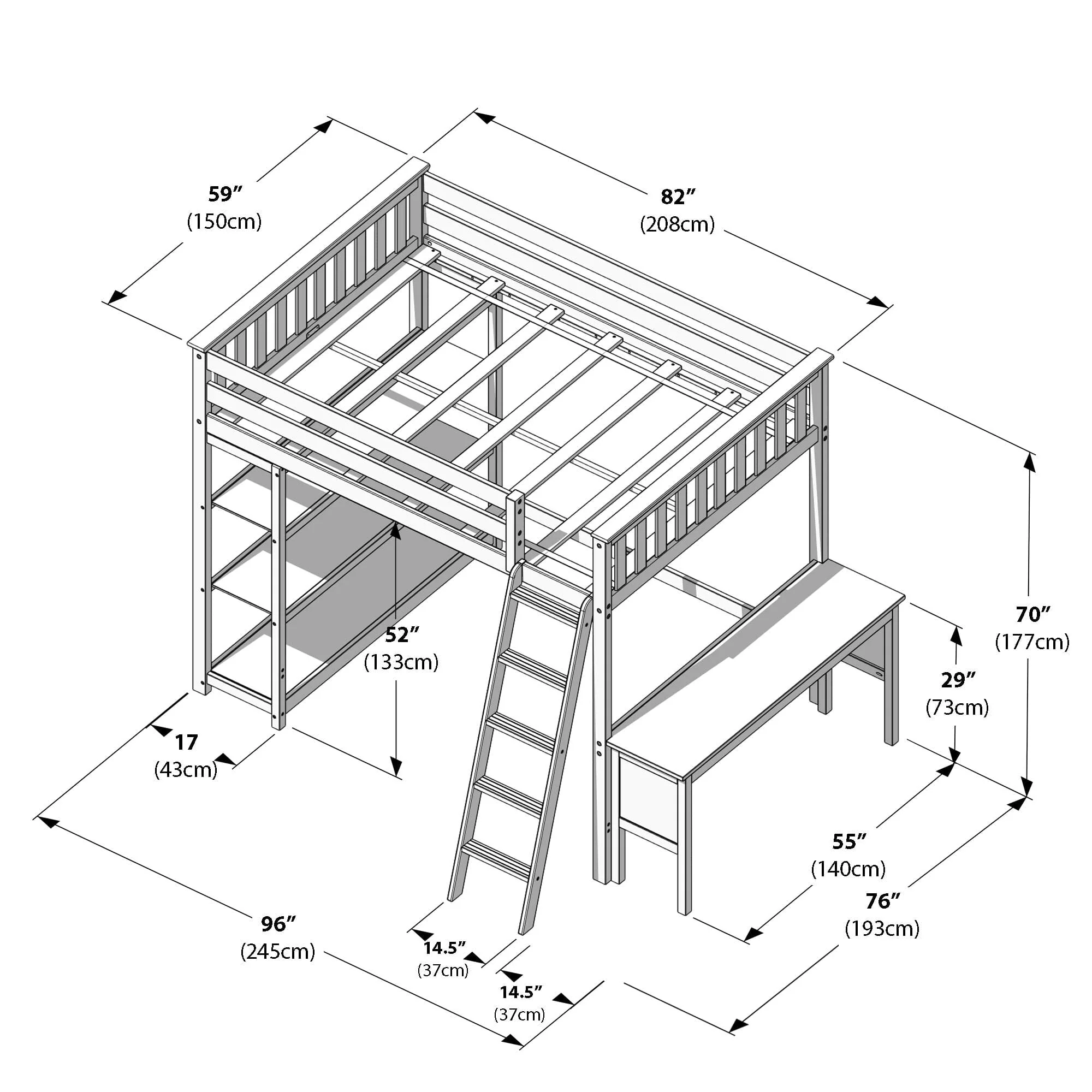 Full Loft Bed With Bookcase & Desk - Image 32