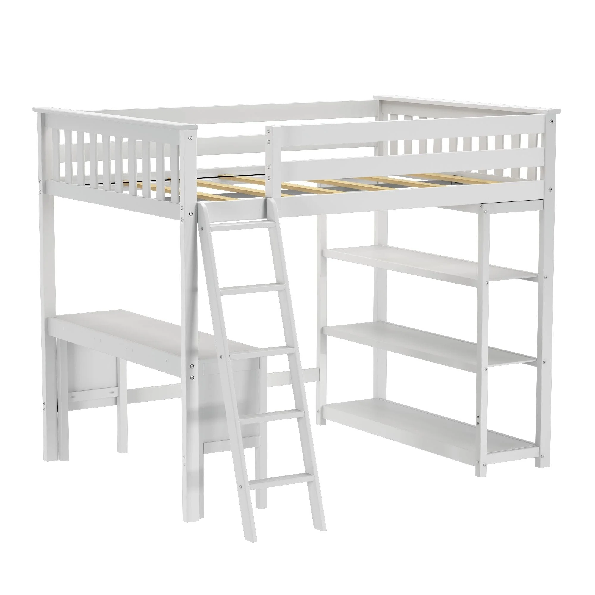 Full Loft Bed With Bookcase & Desk - Image 9